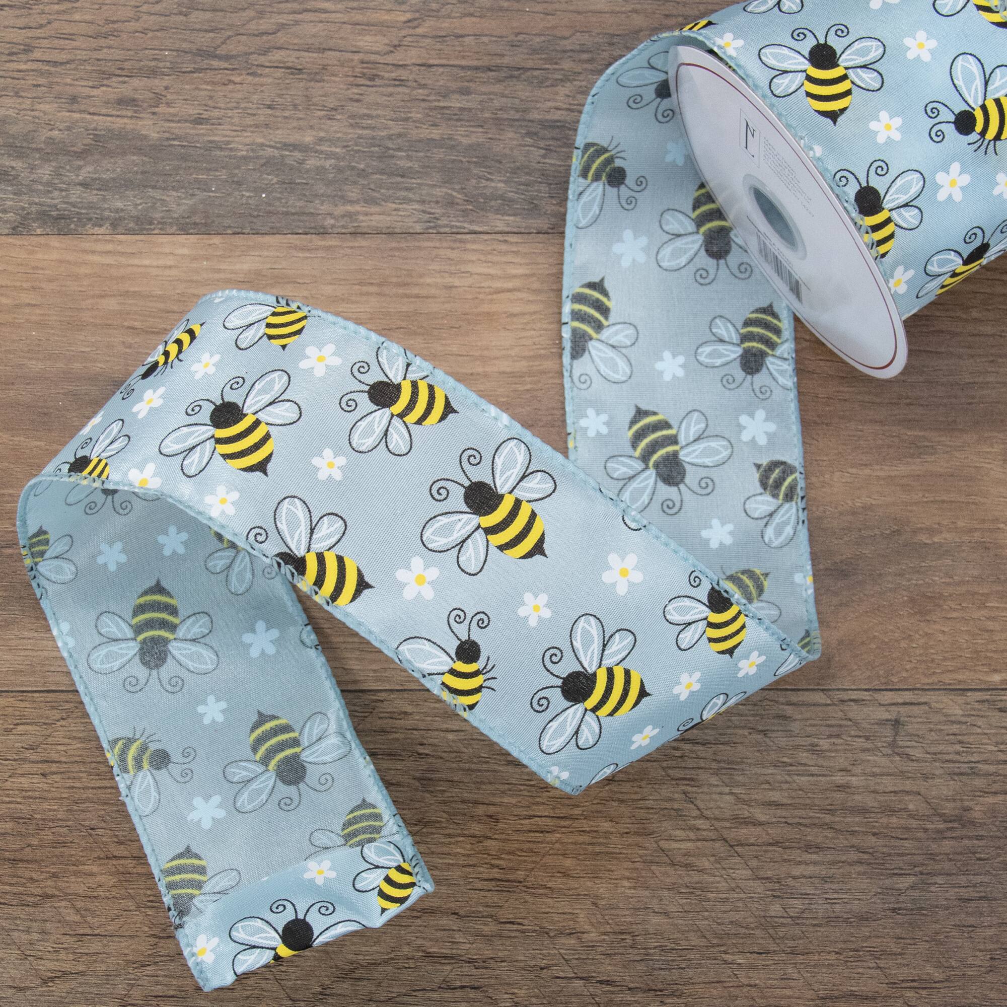 2.5" x 10yd. Bumblebee Design Wired Spring Craft Ribbon