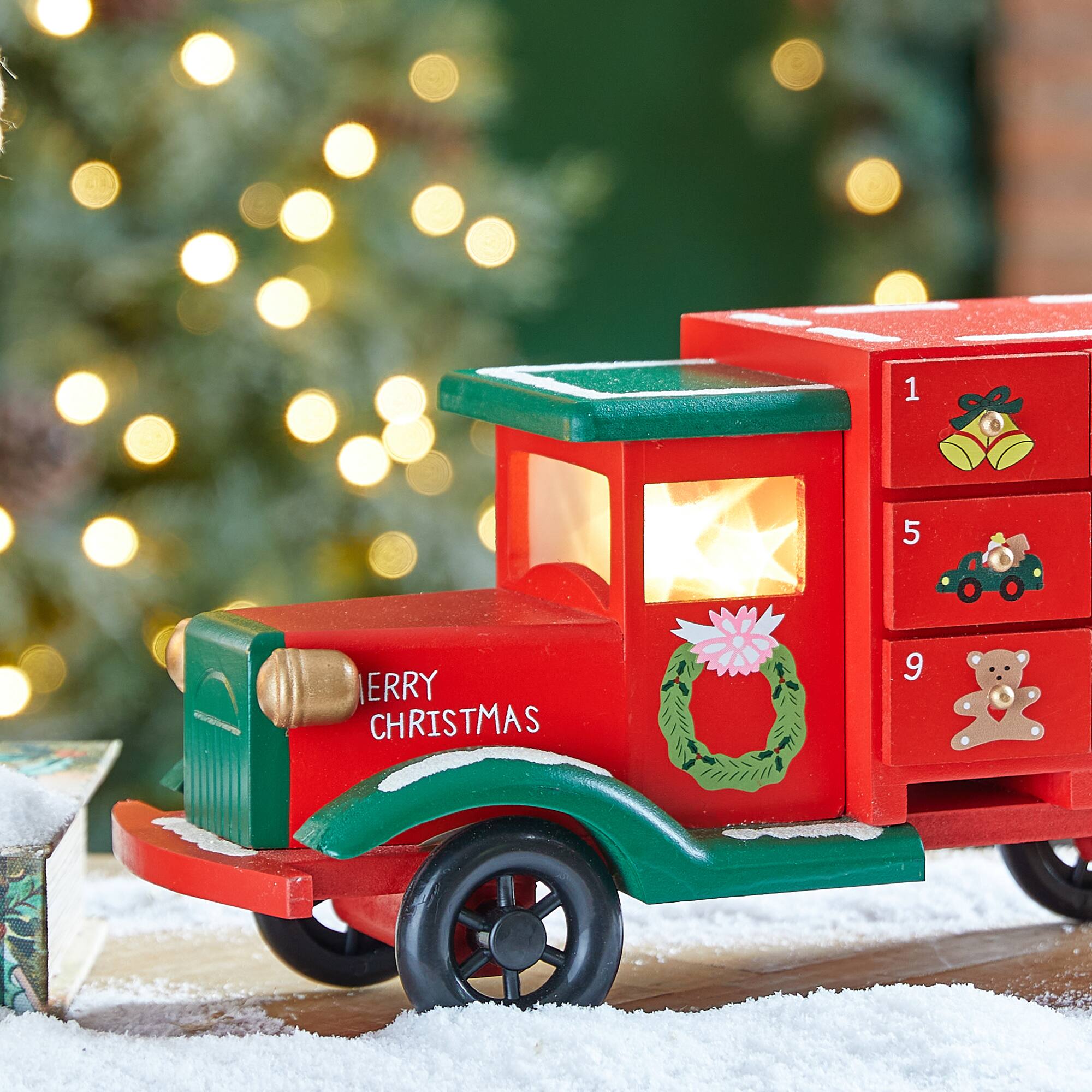 Glitzhome&#xAE; 14.5&#x22; Christmas Truck Countdown D&#xE9;cor