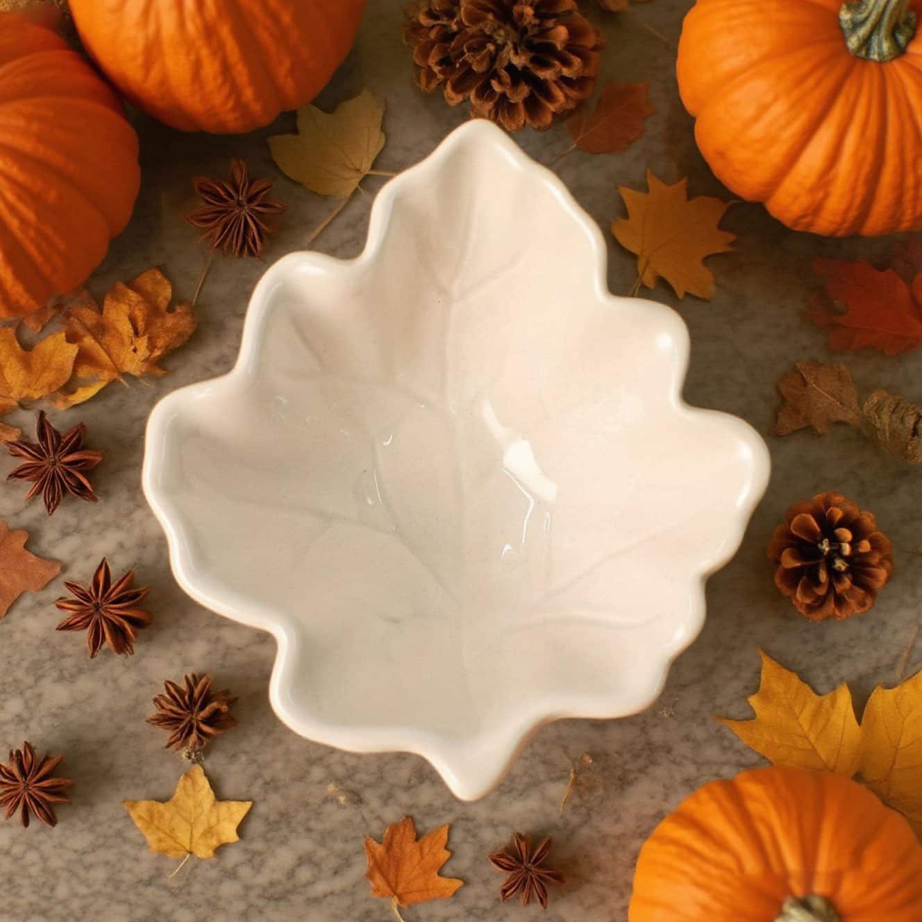 5&#x22; White Leaf Ceramic Bowl by Ashland&#xAE;