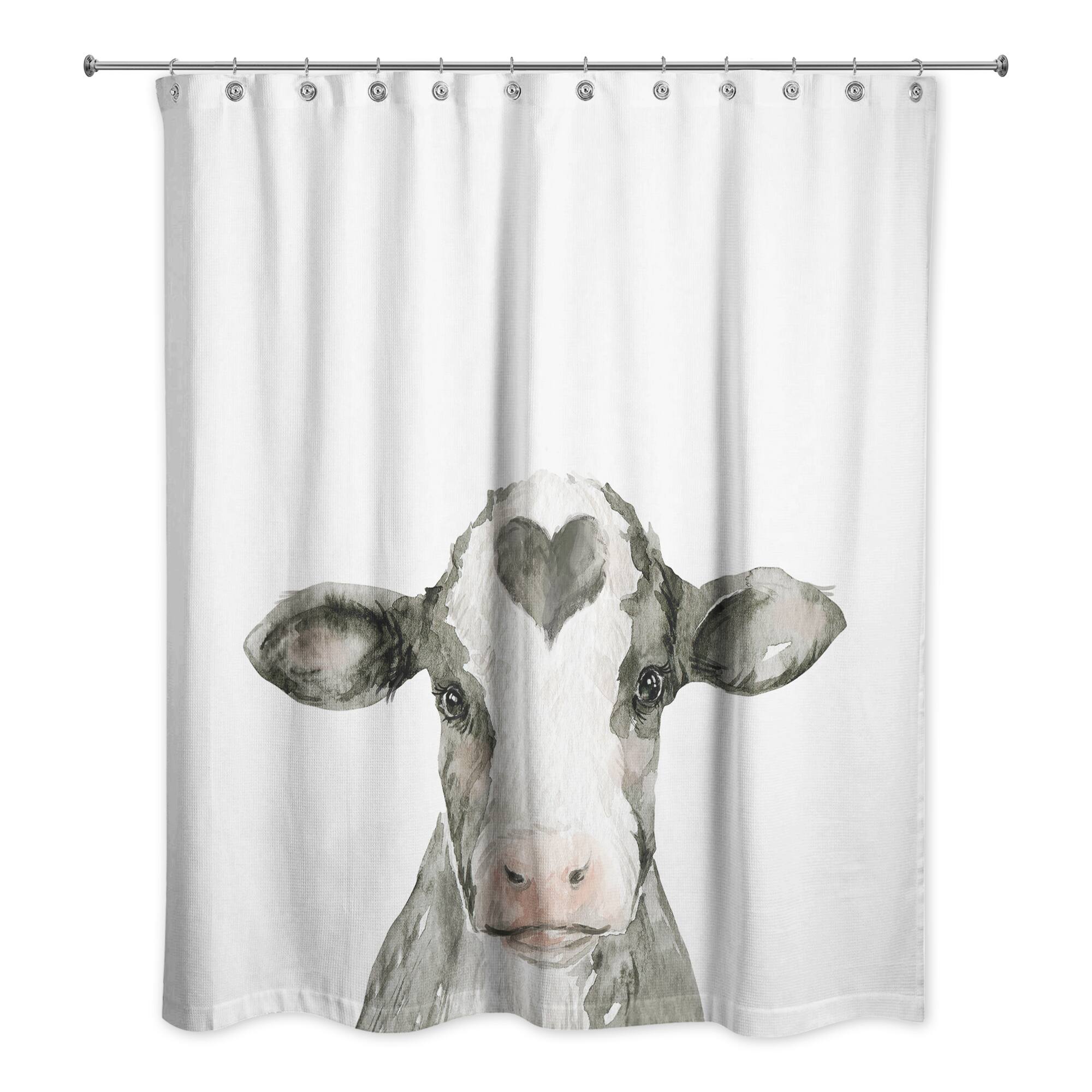 Cow with Heart 71&#x22; x 74&#x22; Shower Curtain