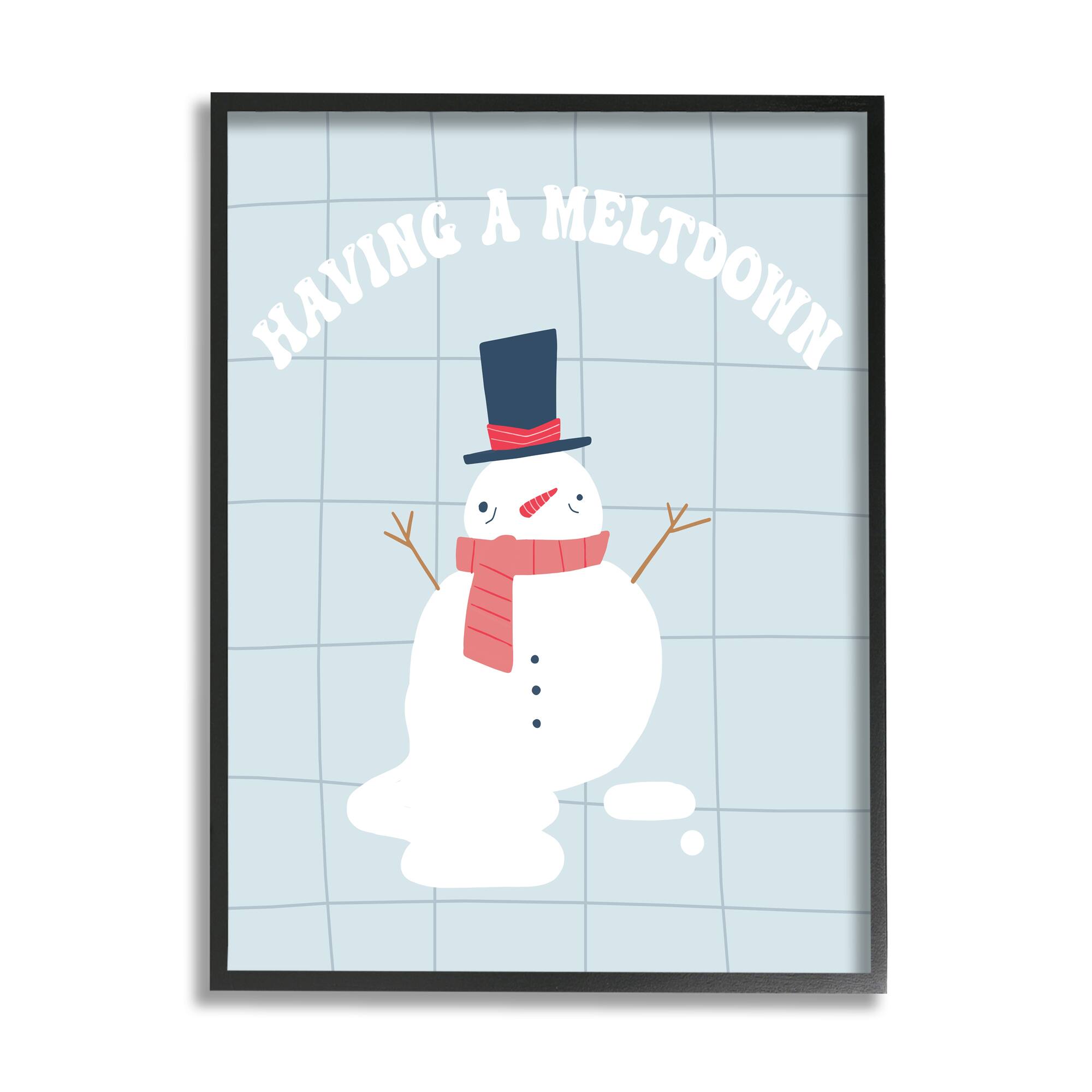 Stupell Industries Having A Meltdown Funny Snowman Framed Giclee Art