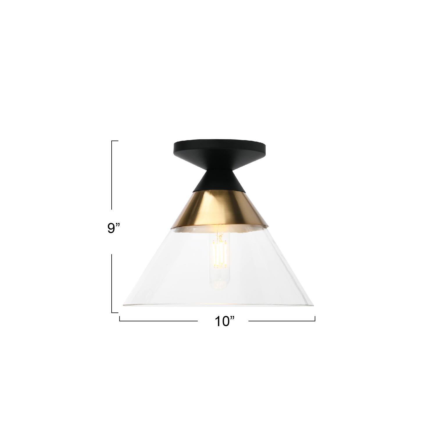 Robert Stevenson Lighting Theo Metal &#x26; Conical Glass Flush Mount Ceiling Light