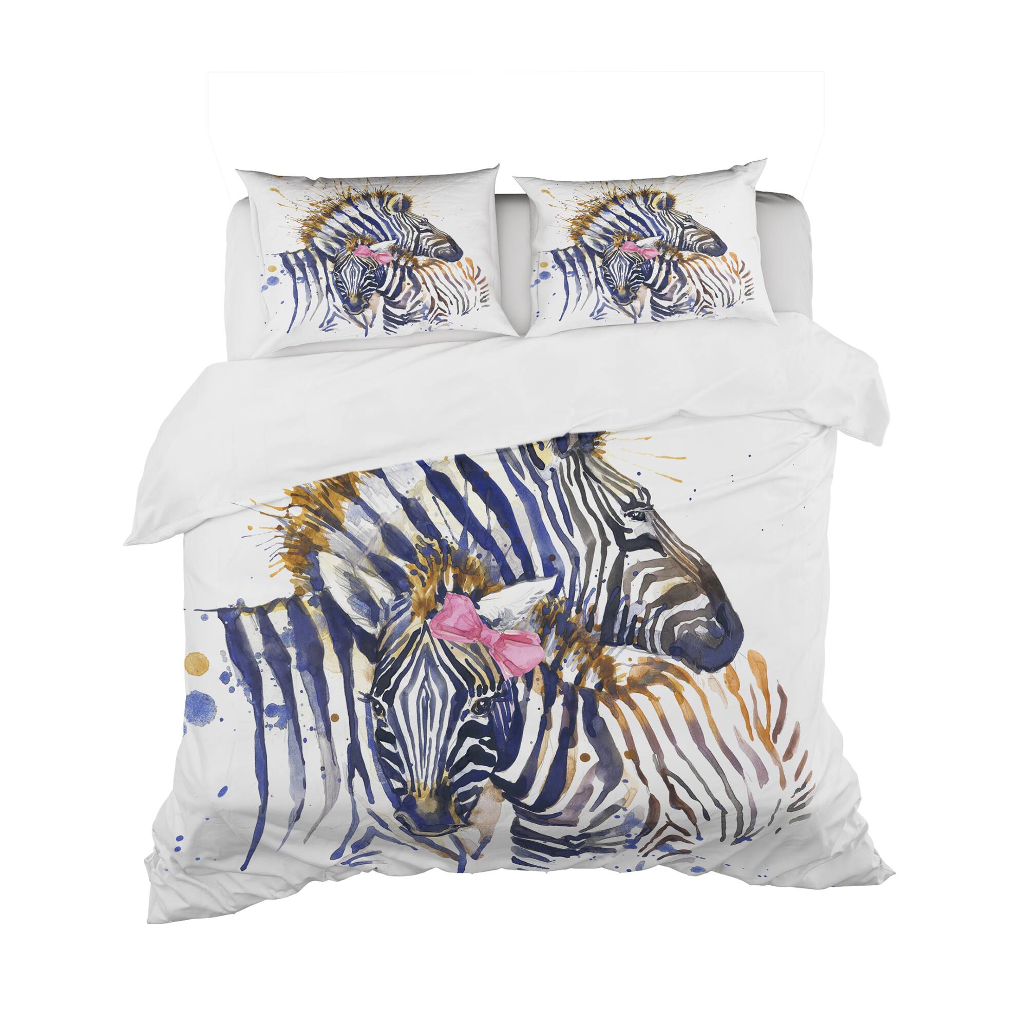 Designart &#x27;Zebra Watercolor Leftwards - Modern Duvet Cover Set