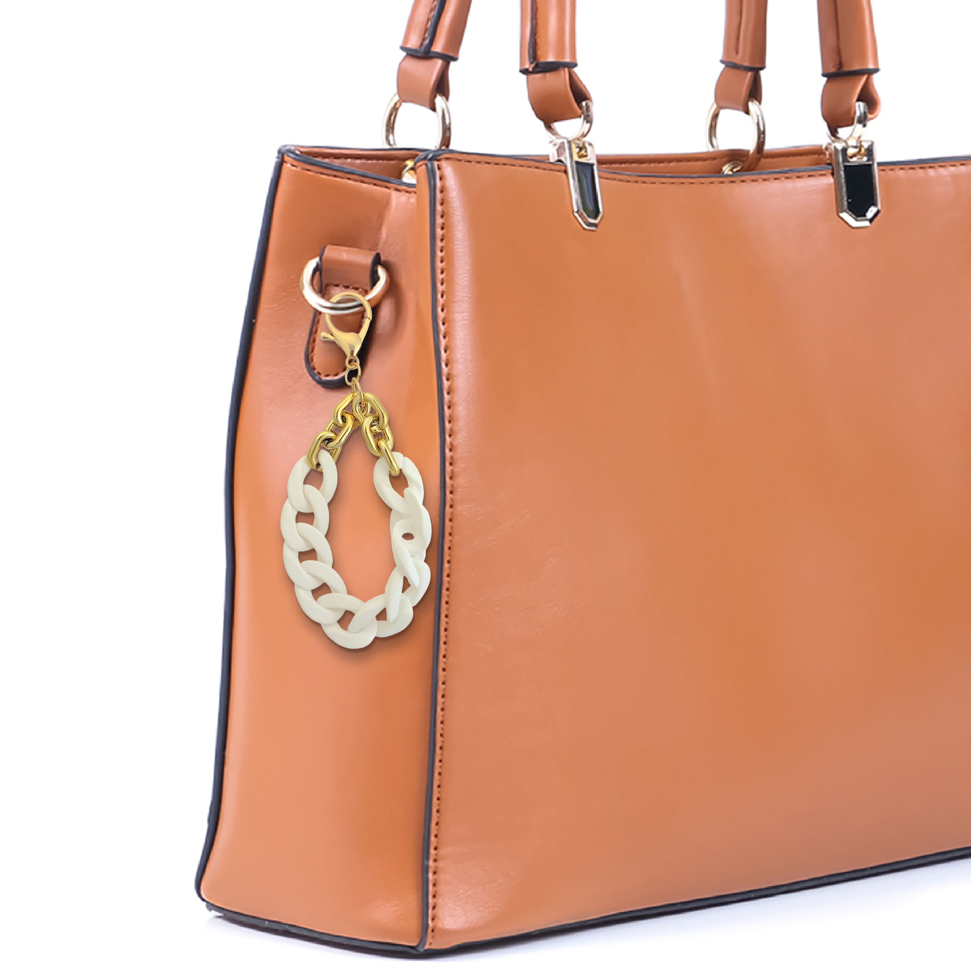 Blue Moon Studio&#x2122; White Chain Link Bag Charm with Tassel