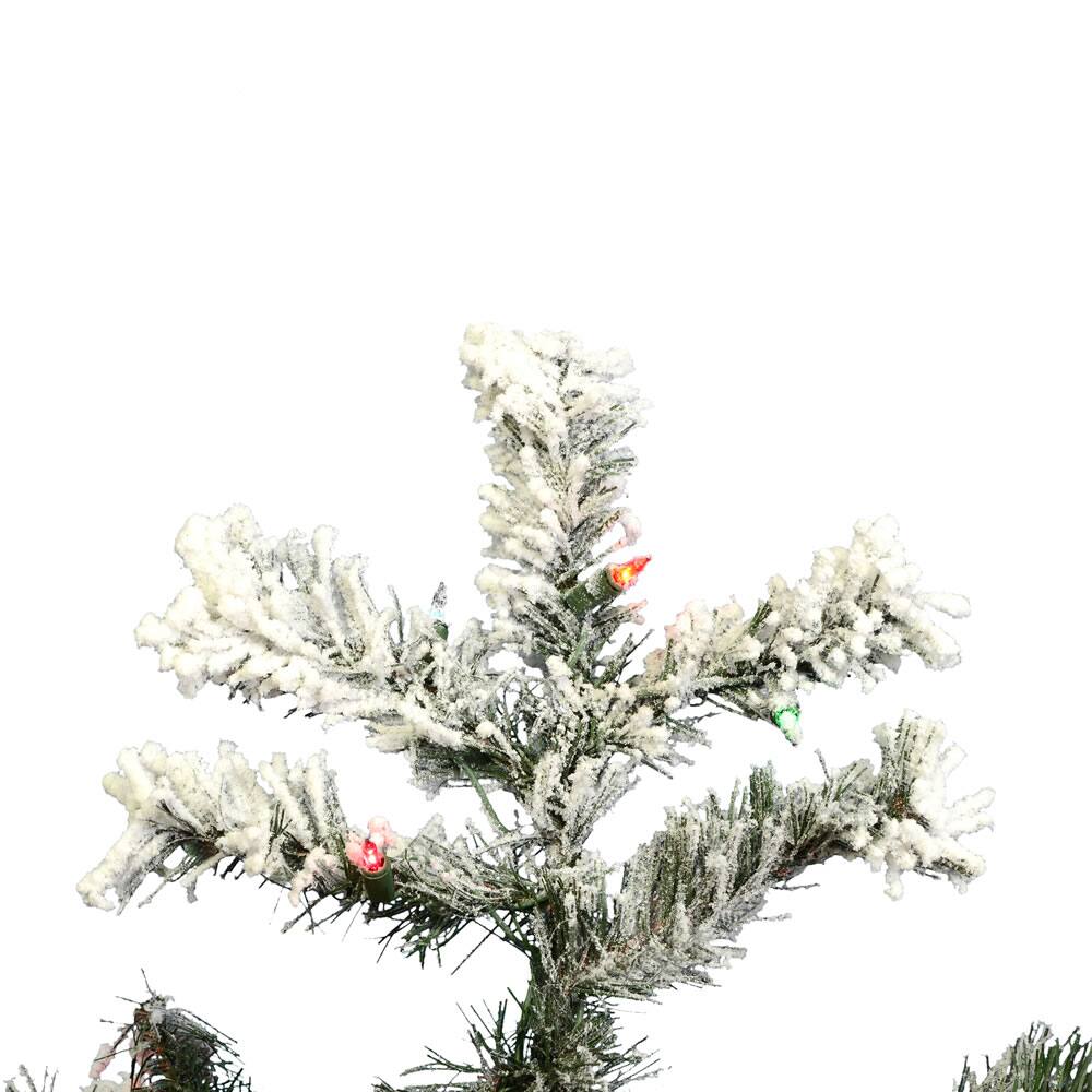 4.5ft. Pre-Lit Flocked Alaskan Pine Artificial Christmas Tree, Multicolor Dura-Lit&#x2122; Lights