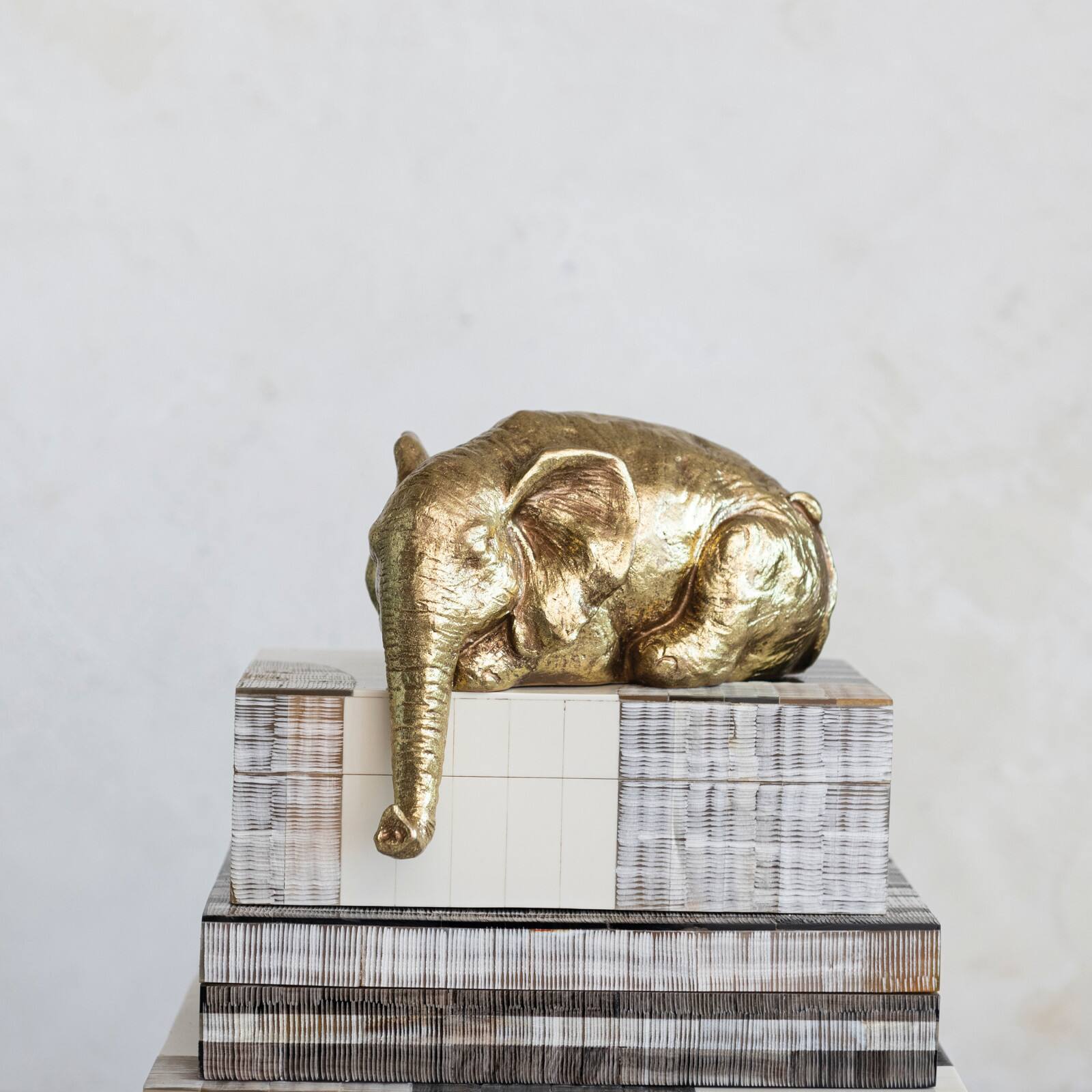 Hello Honey&#xAE; 5.25&#x22; Gold Elephant Shelf Sitter Decoration