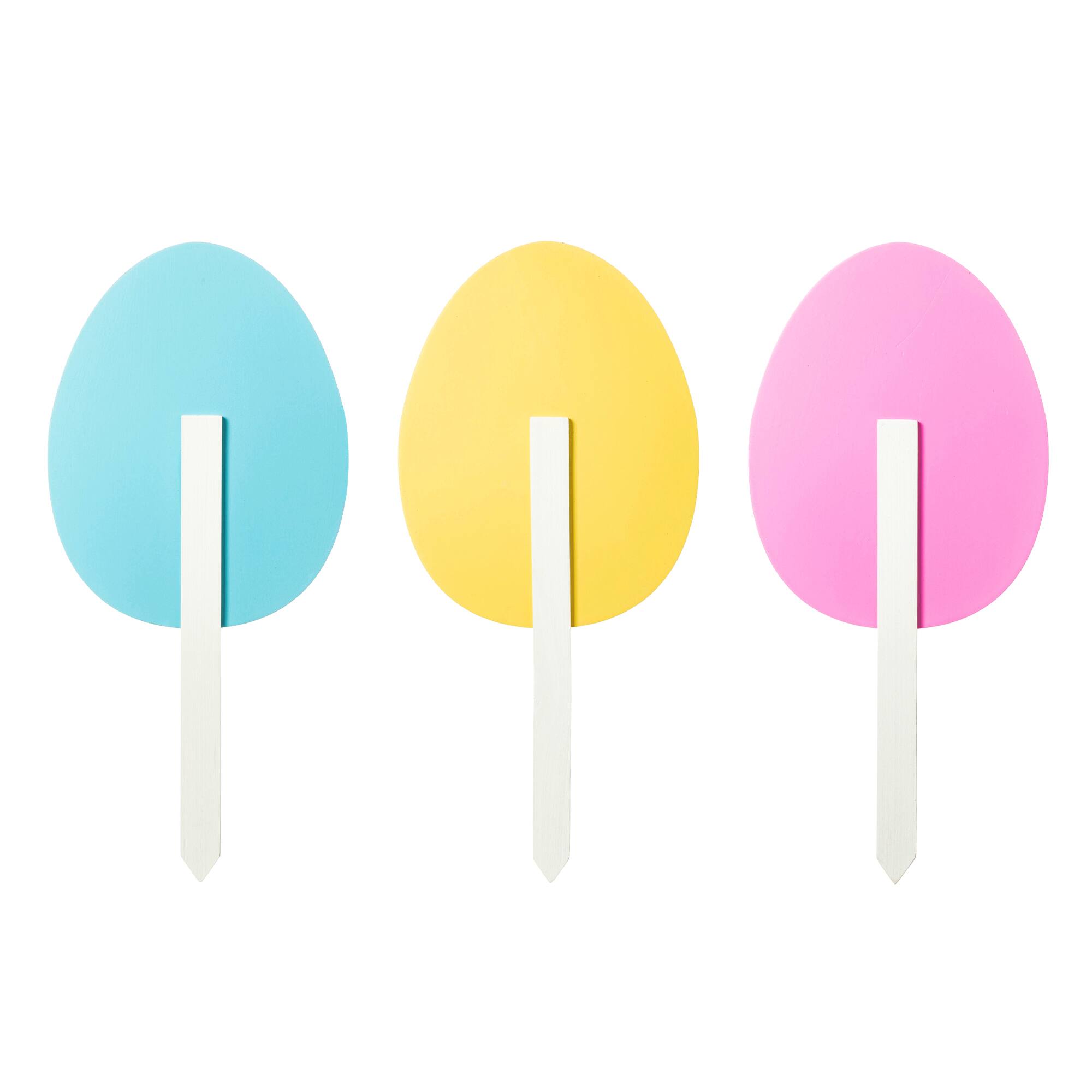 Glitzhome® 15" Wooden Easter Egg Yard Stake Set