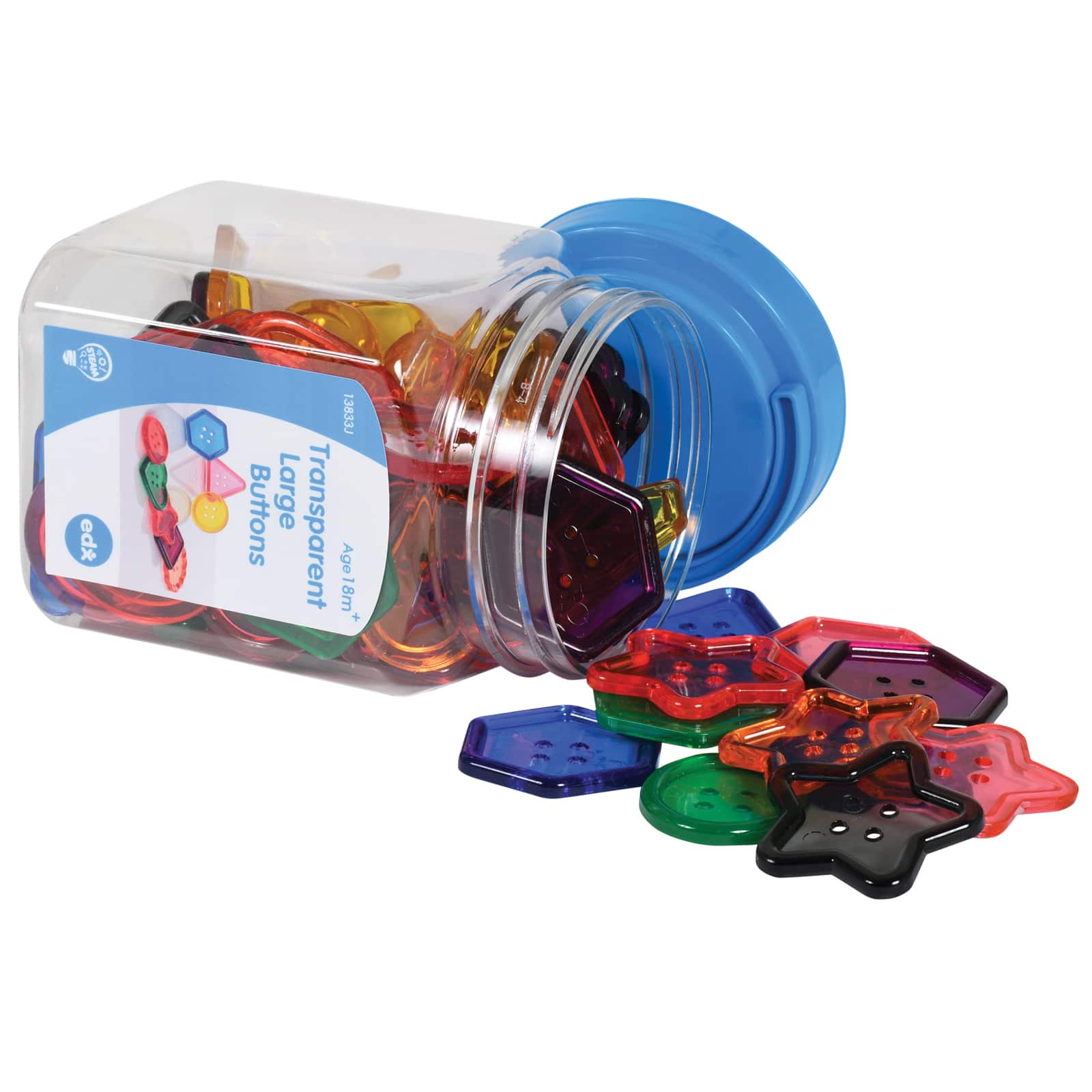 Edx Education® Transparent Buttons Mini Jar, 62ct.