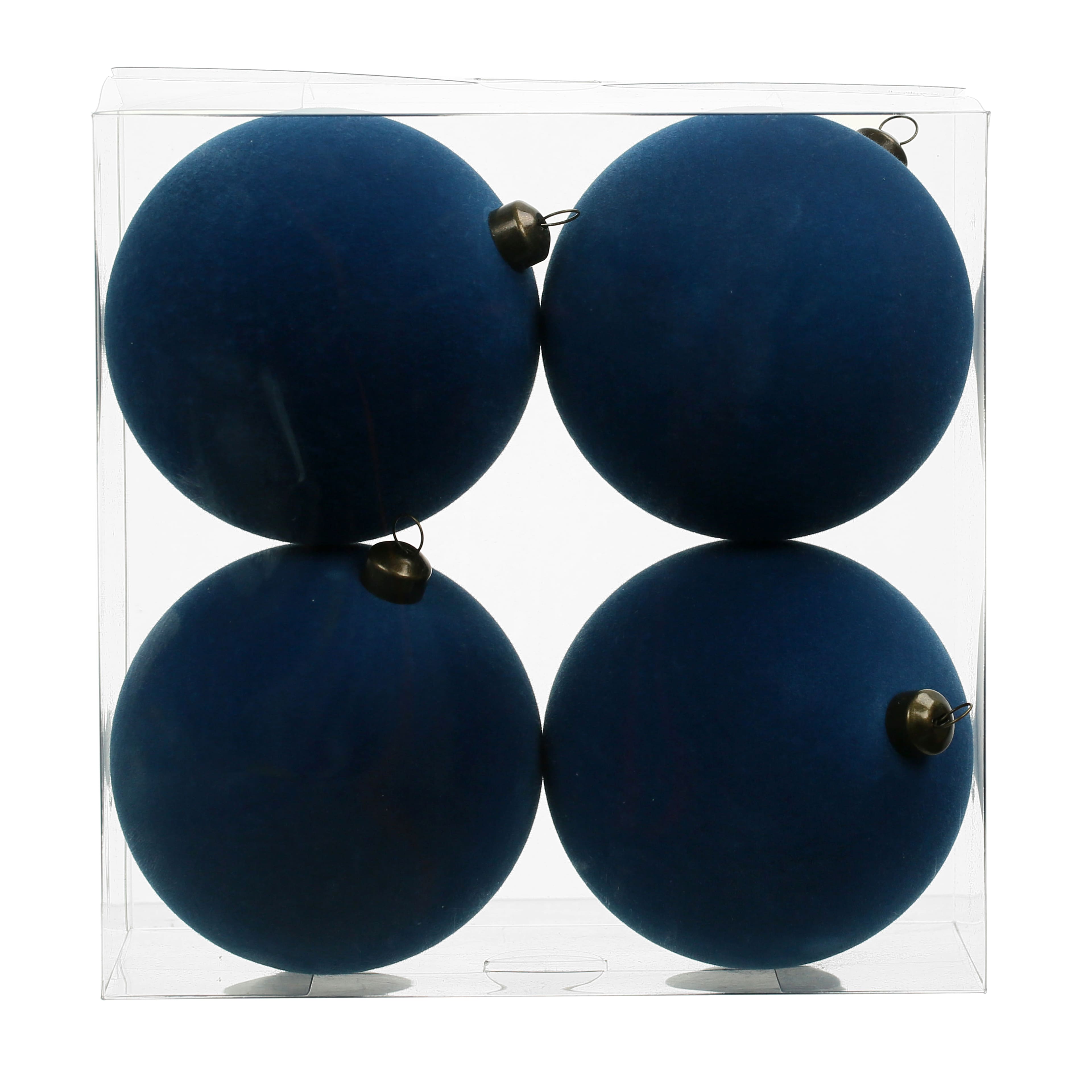 4 Pack 3.8&#x22; Flocked Shatterproof Ball Ornaments by Ashland&#xAE;