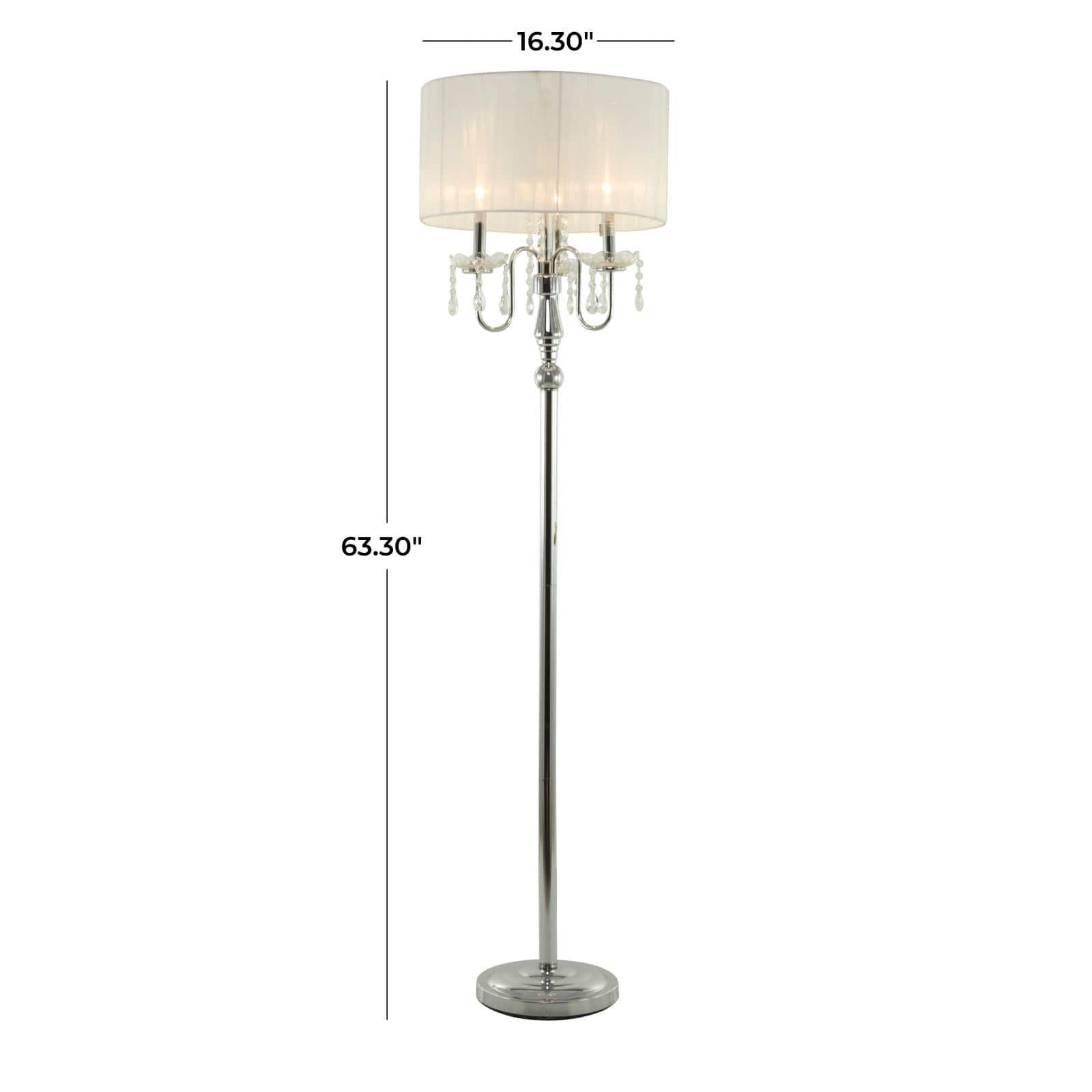 Silver Metal Floor Lamp 16&#x22; x 16&#x22; x 63&#x22;