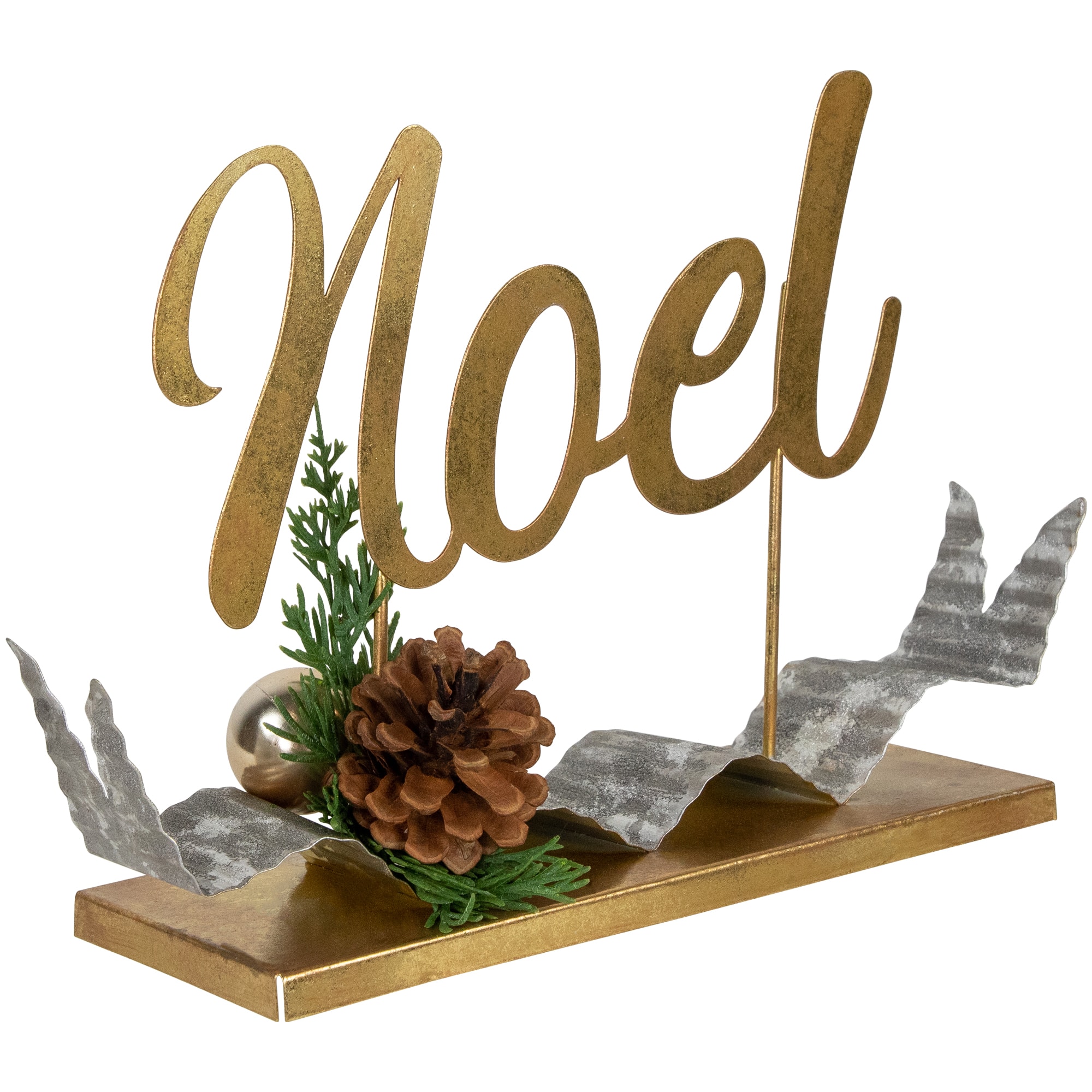 11&#x22; Pine &#x26; Pinecone NOEL Tabletop Christmas D&#xE9;cor