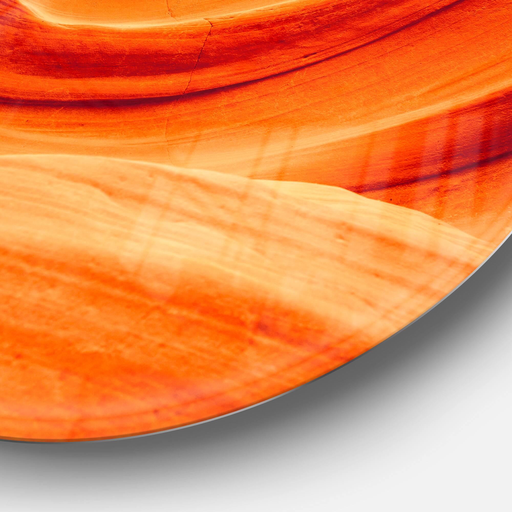 Designart - Antelope Canyon Orange Wall&#x27; Landscape Photography Circle Metal Wall Art