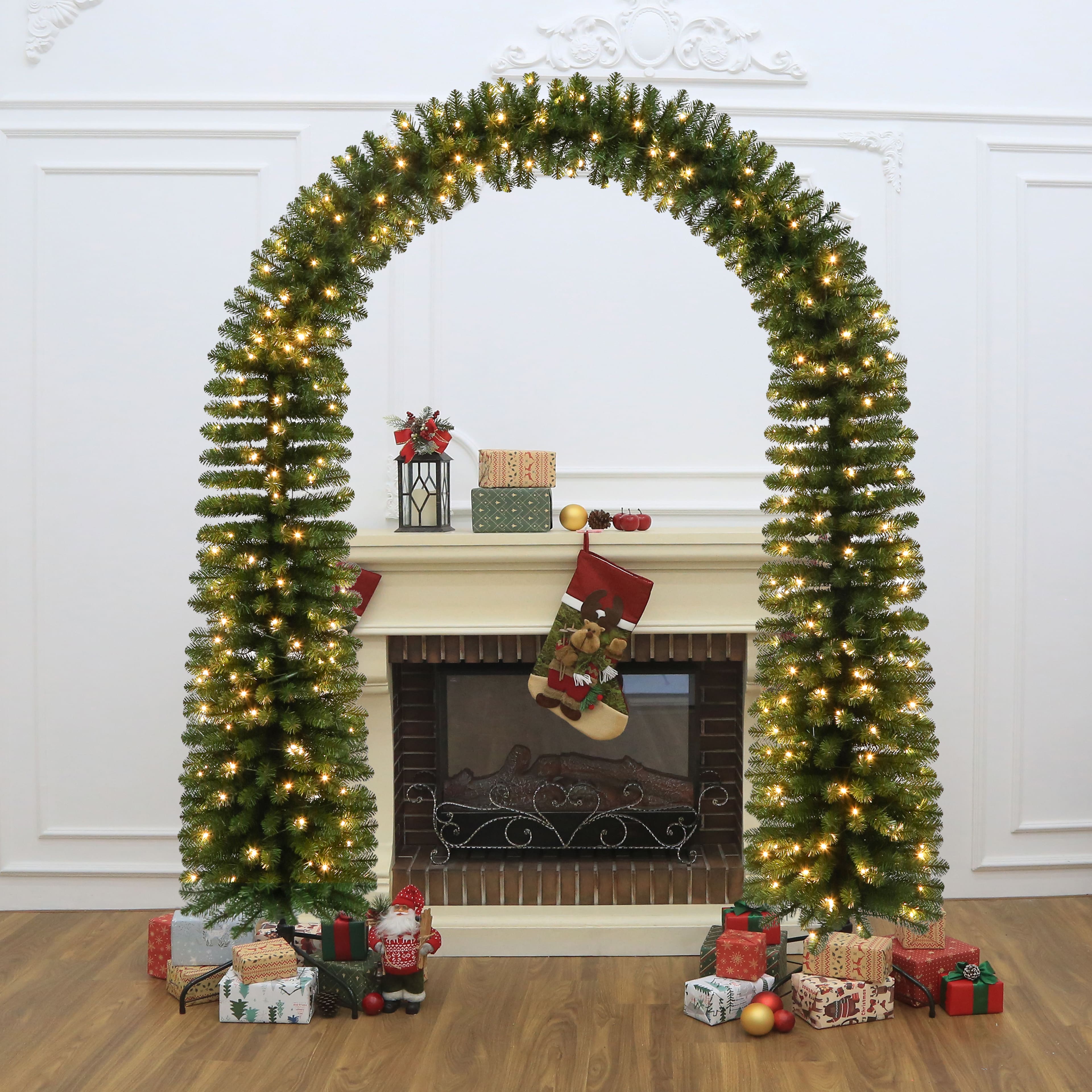 8ft. Pre-Lit Holiday Pine Artificial Christmas Arch, Warm White Mini LED Lights by Ashland&#xAE;