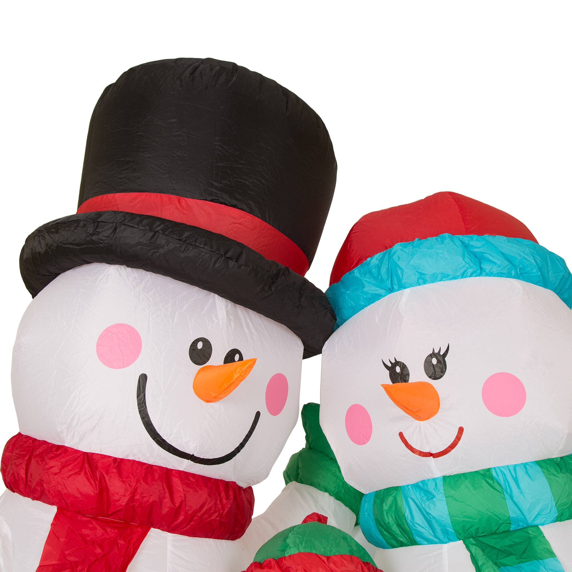 8ft. Glitzhome&#xAE; Inflatable Snowman Family with Lights