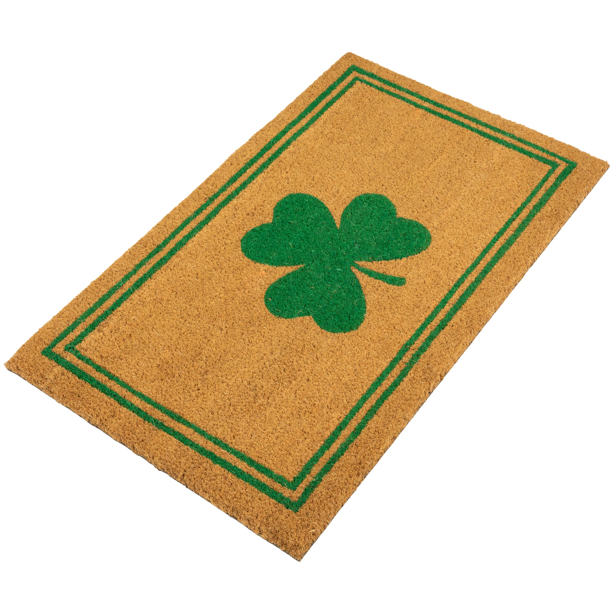 Green Shamrock &#x26; Double Stripe Doormat