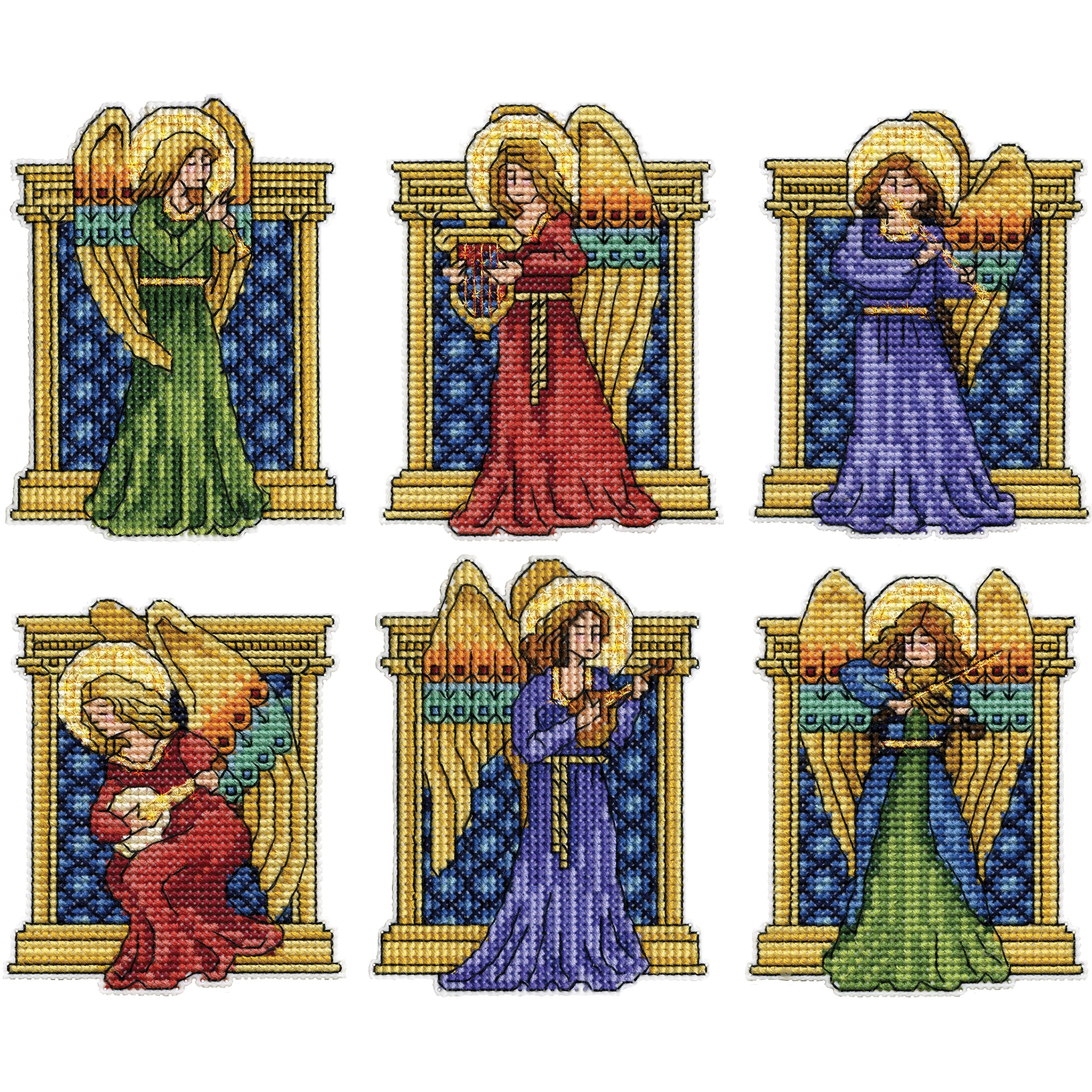 Design Works&#x2122; Medieval Angels Plastic Canvas Ornament Kit