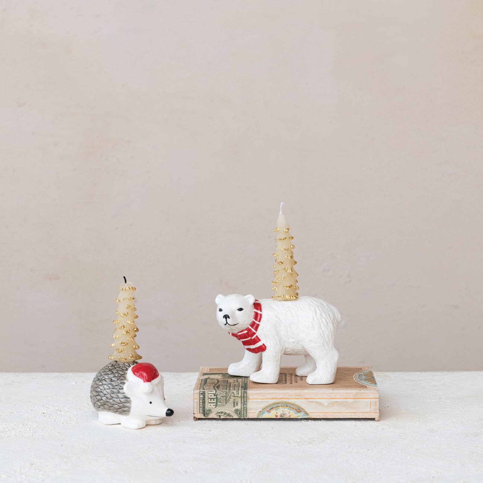 Hello Honey&#xAE; 4.5&#x22; Polar Bear Stoneware Taper Candle Holder