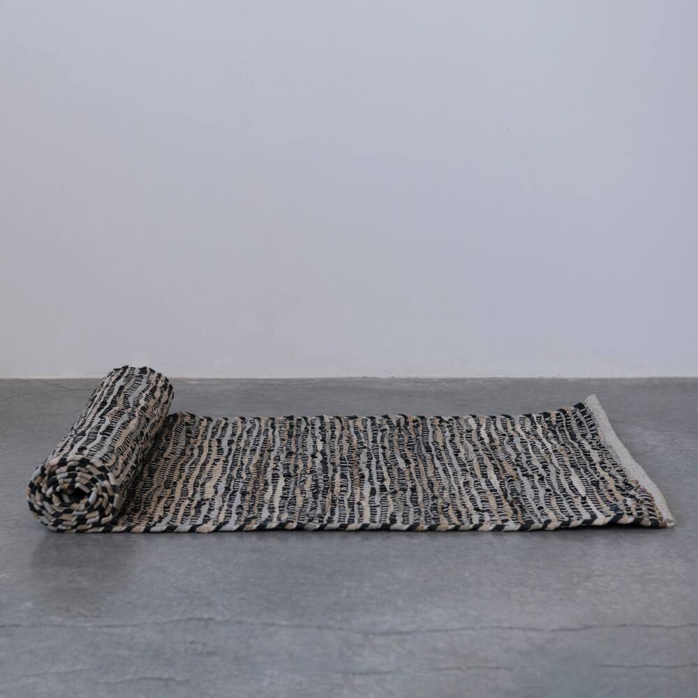 Hello Honey® Multicolor Chindi & Leather Floor Runner Rug, 8ft. x 2.5ft.