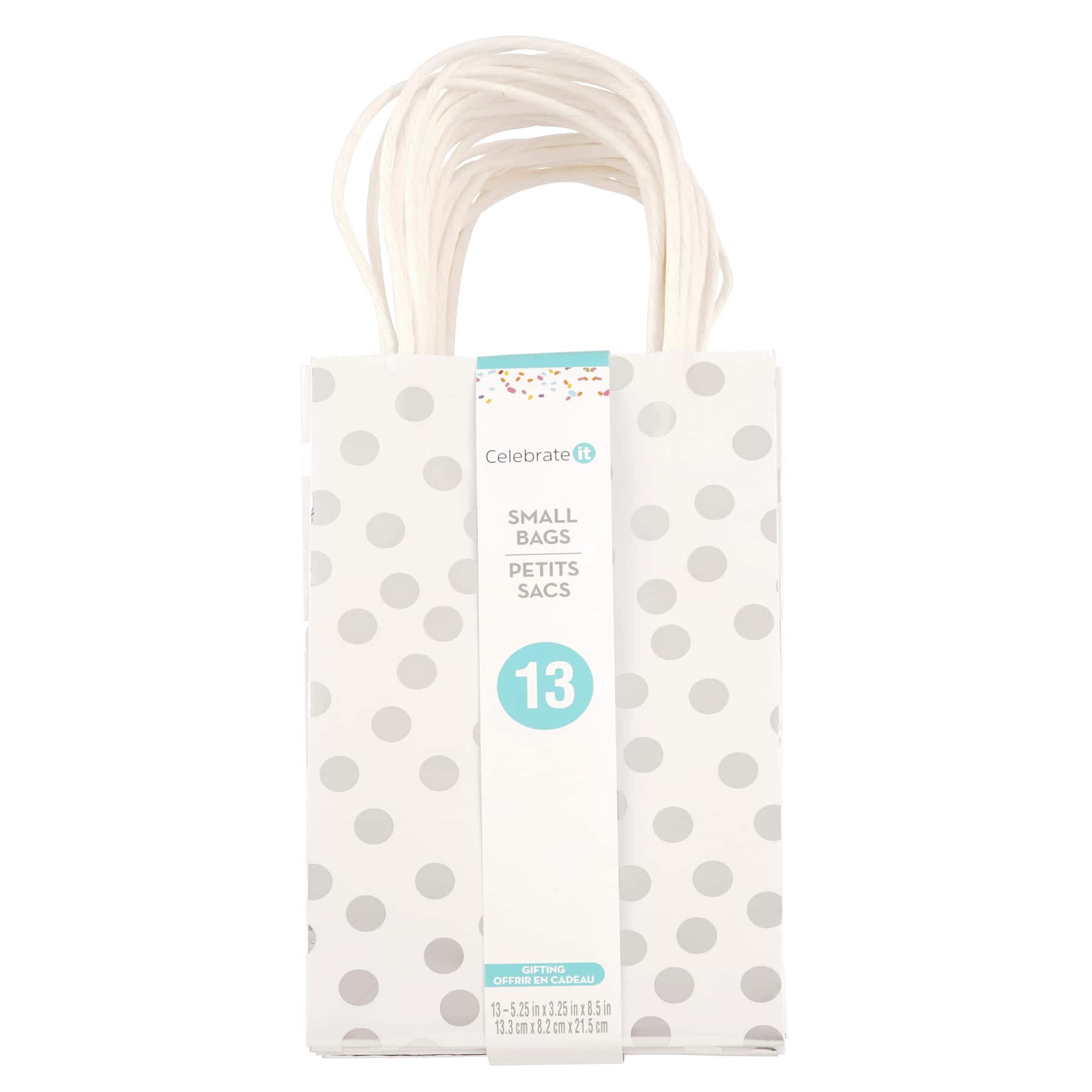 6 Packs: 13 ct. (78 total) Silver Polka Dot &#x26; Stripe Gift Bag Value Pack by Celebrate It&#x2122;