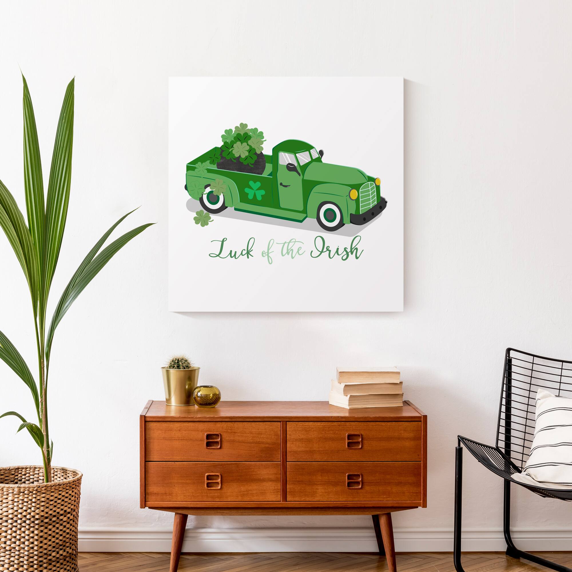 Plaid Green Truck Luck Canvas 24&#x22; x 24&#x22; Canvas Wall Art