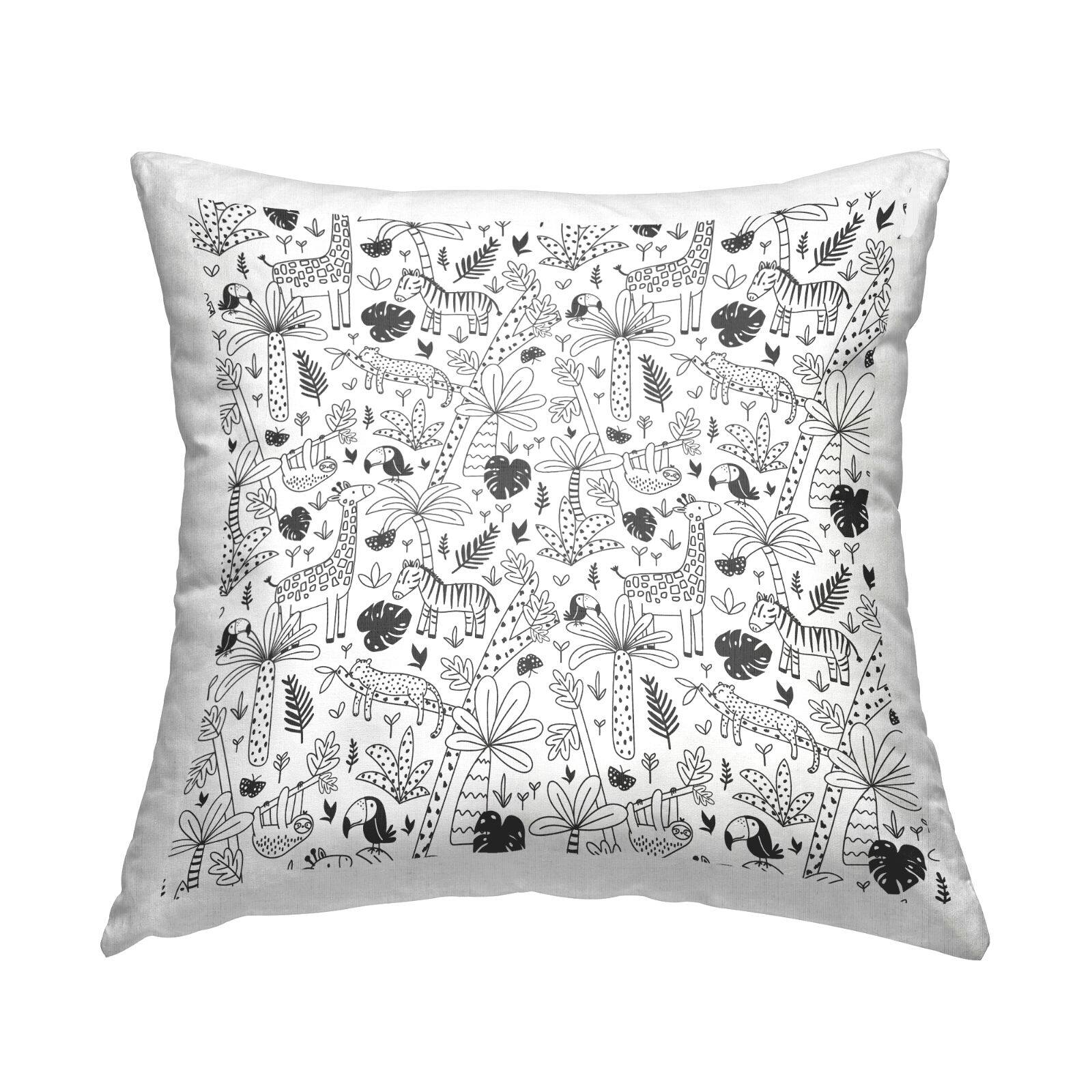 Stupell Industries Patterned Safari Animals Casual Nursery Throw Pillow, 18&#x22; x 18&#x22;