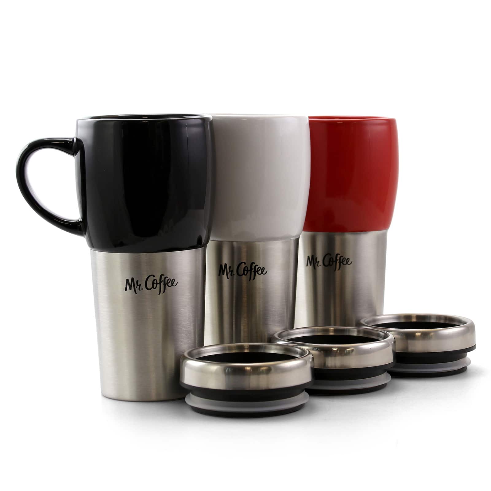 Mr. Coffee Traverse 16oz. Stainless Steel &#x26; Ceramic Travel Mugs, 3ct.