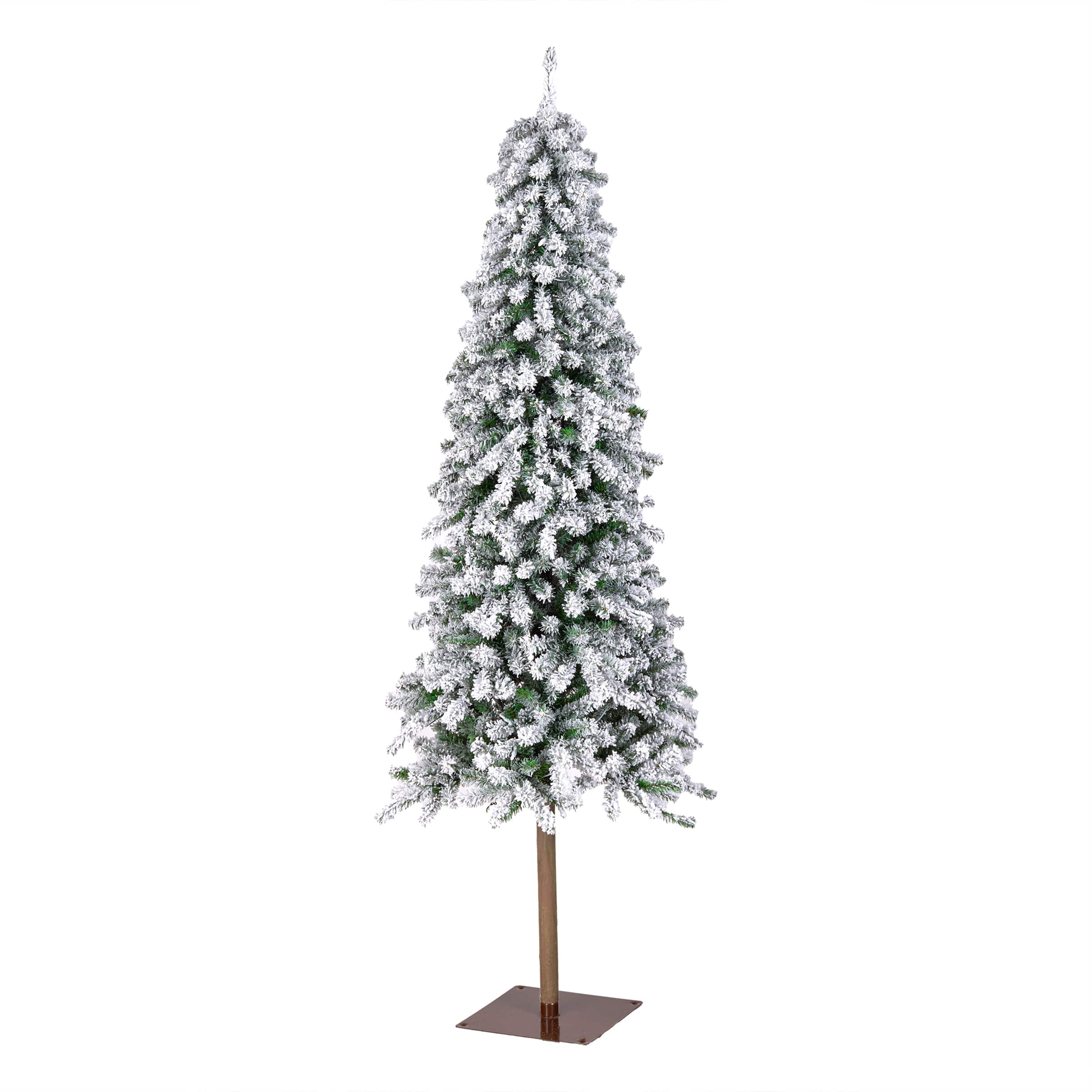 6.5ft. Pre-Lit Snowy Grand Alpine Slim Artificial Christmas Tree, Clear Lights