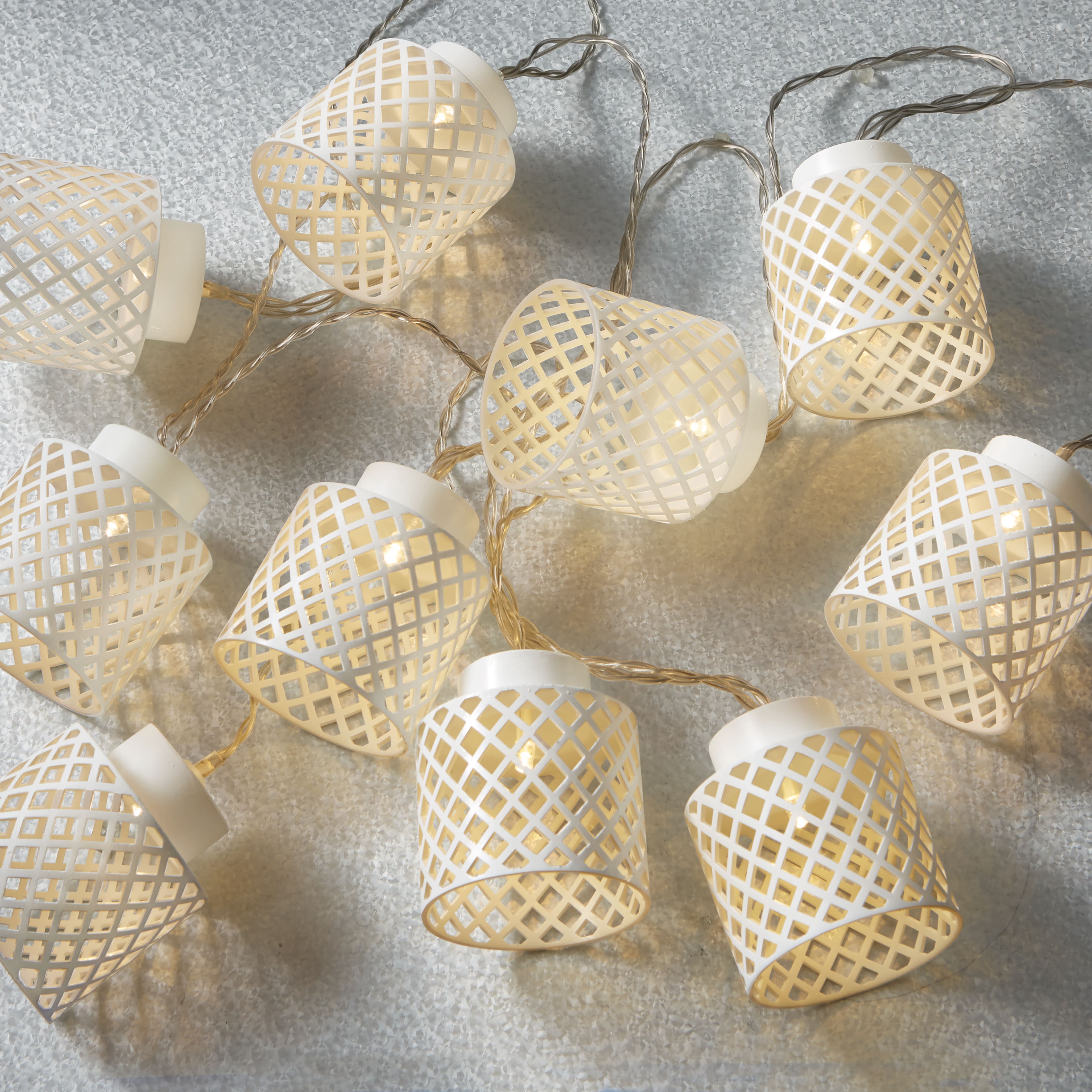 8 Pack: 10ct. Warm White LED Lattice Shade String Lights by Ashland&#xAE;