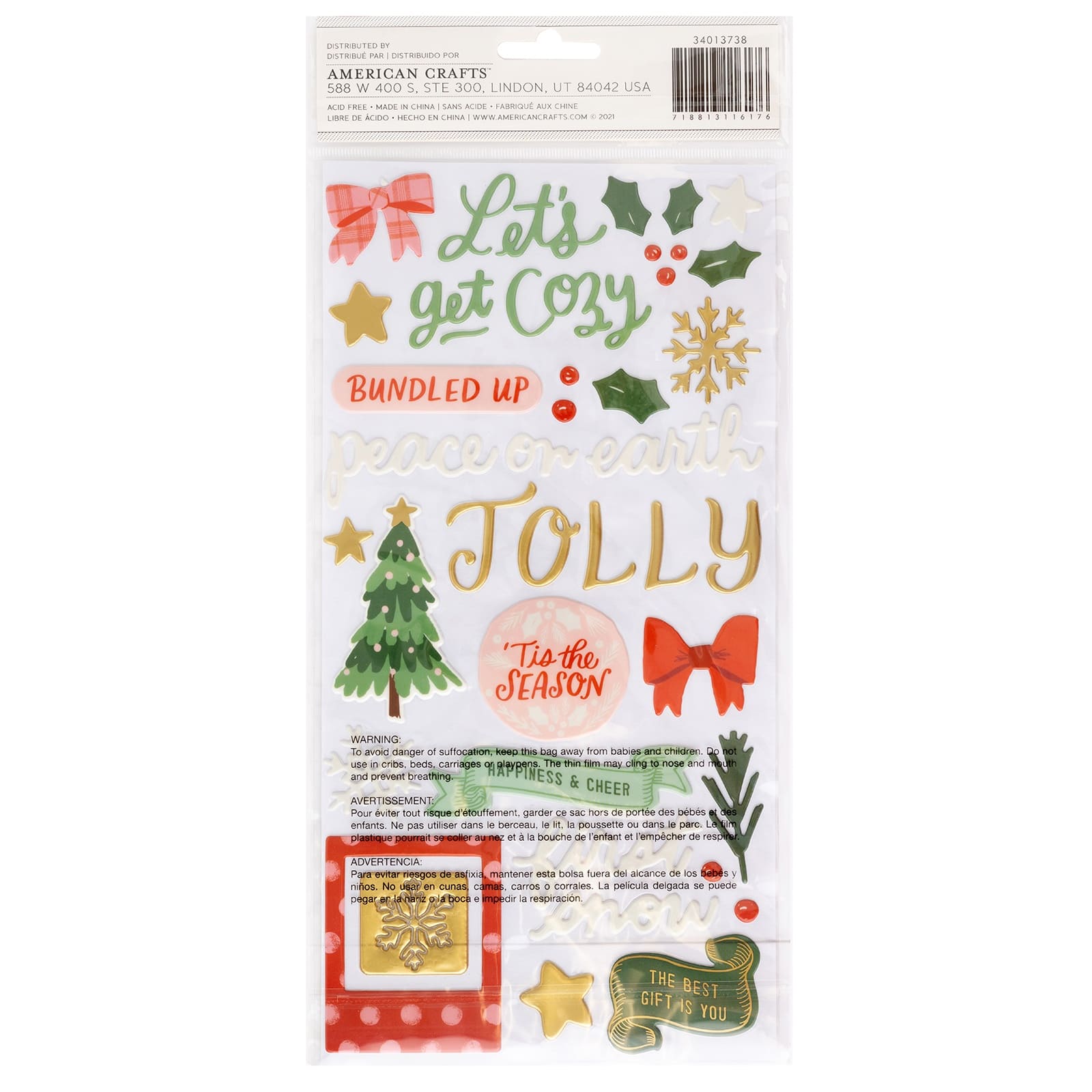 Mittens &#x26; Mistletoe Thickers&#x2122; All is Bright Phrase Stickers