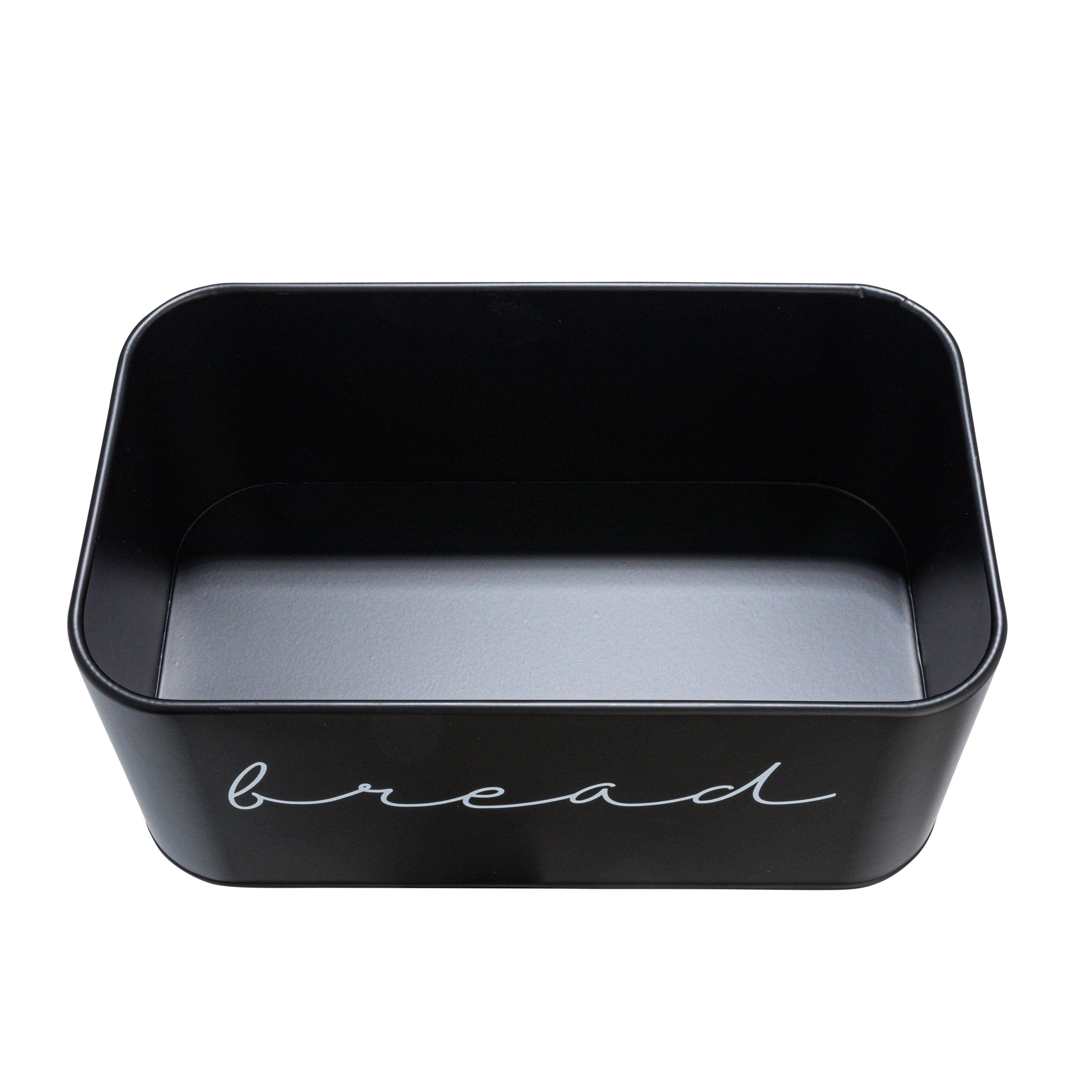 Hello Honey&#xAE; 11.75&#x22; Black Metal Bread Bin with Bamboo Lid