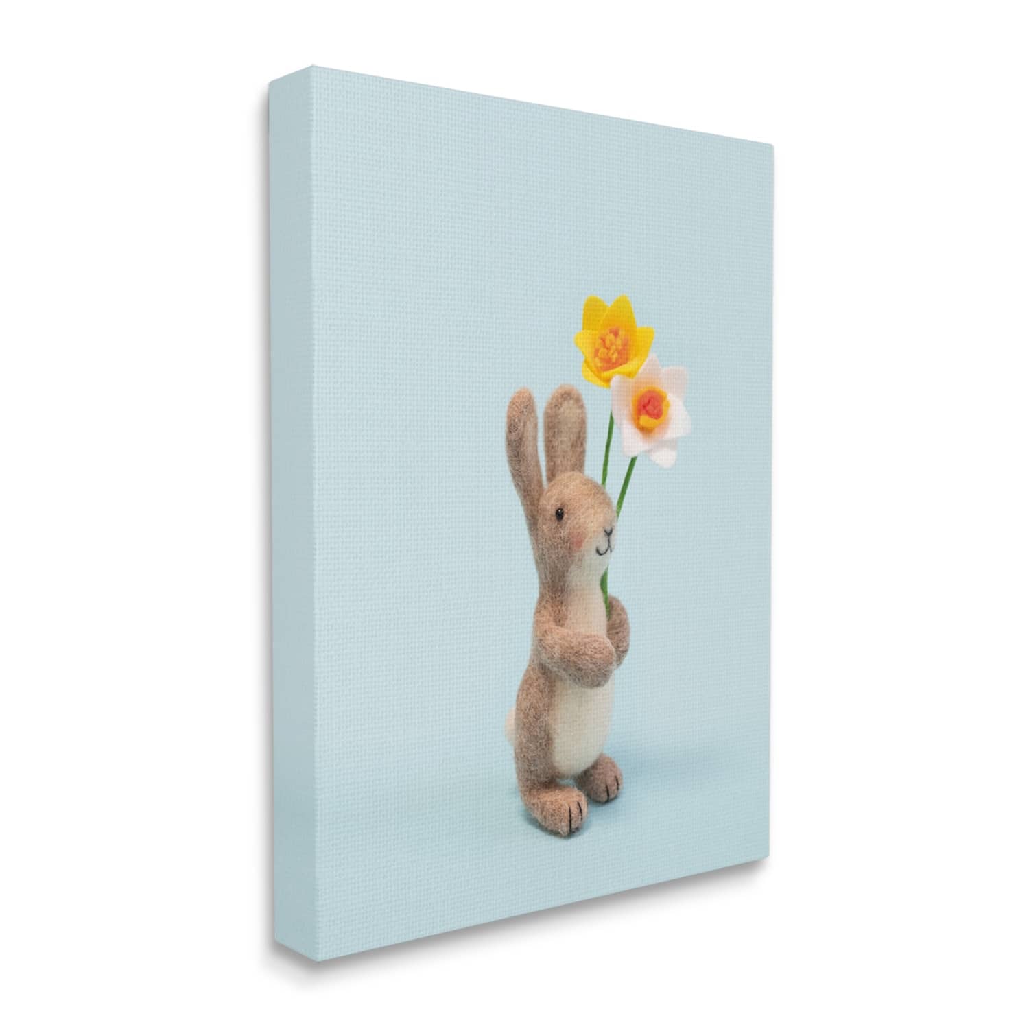 Stupell Industries Spring Bunny Floral Daffodils Canvas Wall Art