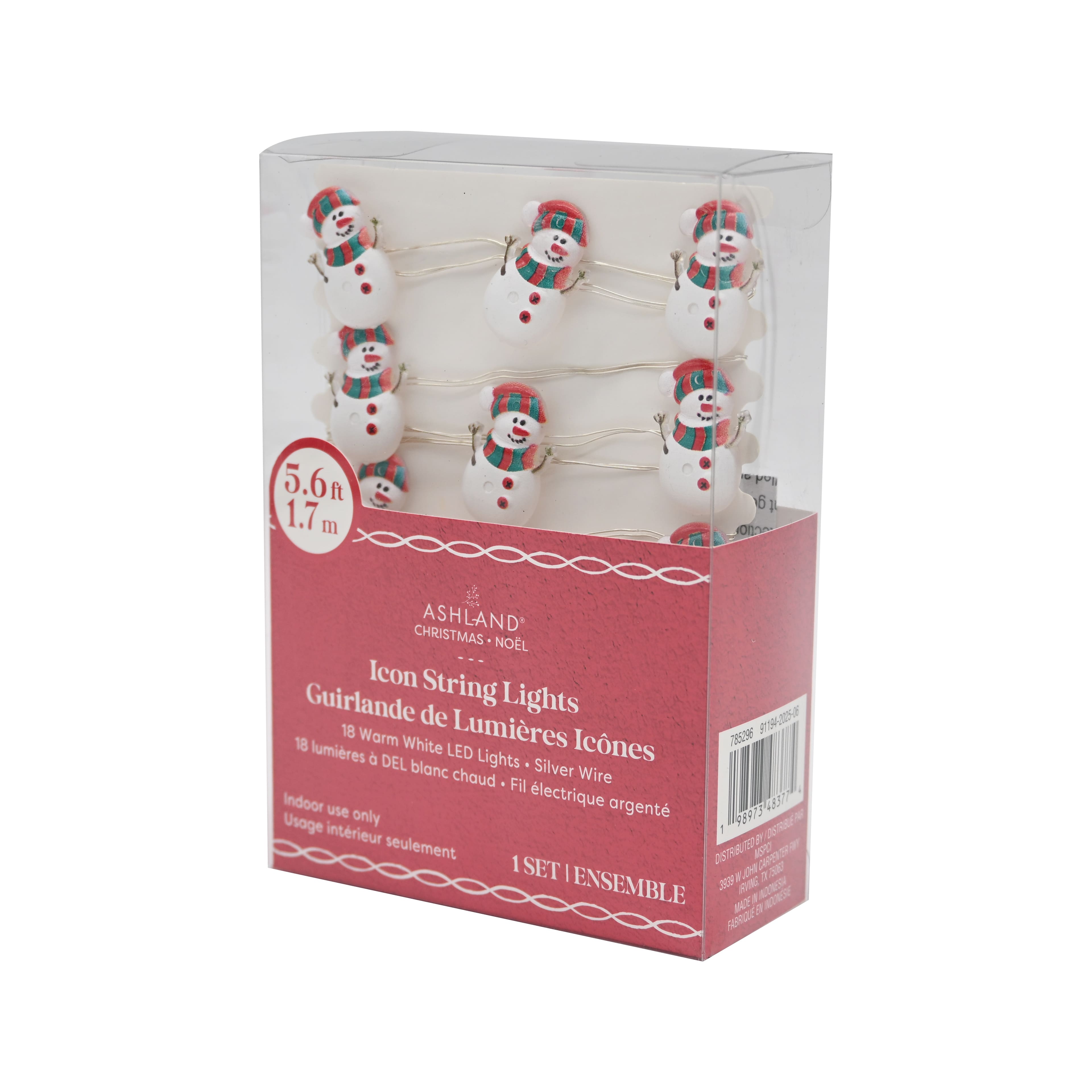 18ct. Warm White LED Snowman with Scarf String Lights on Silver Wire by Ashland&#xAE;