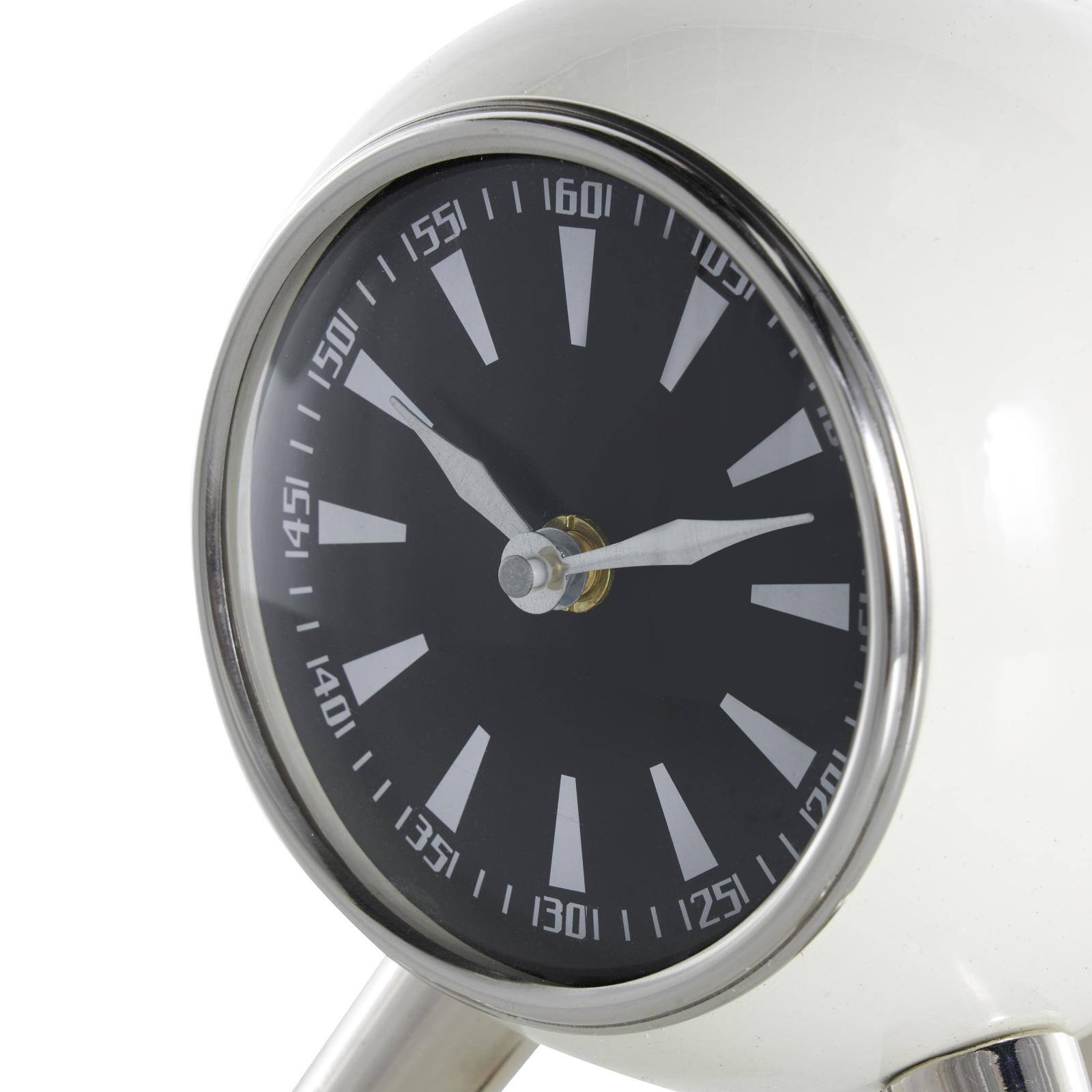 8.5" Silver Orb Metal Clock with Black Clockface & Silver Tripod Legs