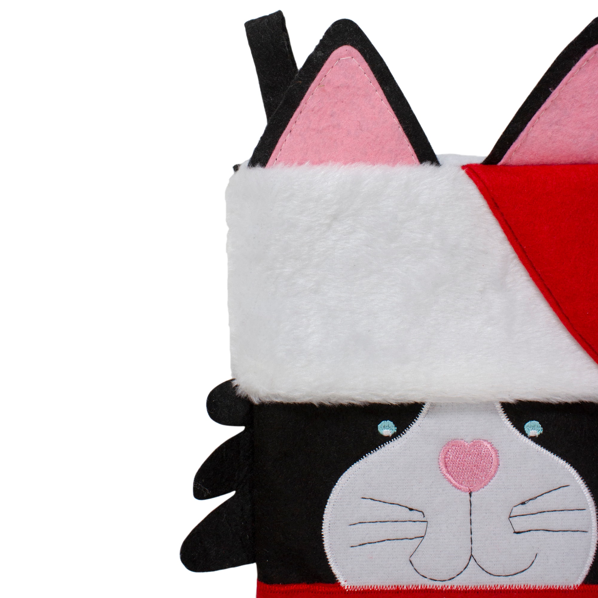 19.5" Black & Red Embroidered Kitty Cat Christmas Stocking