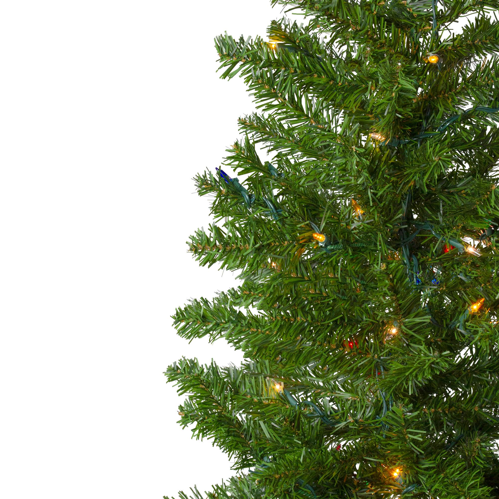 7.5ft. Pre-Lit Canadian Pine Pencil Artificial Christmas Tree, Multicolor Lights