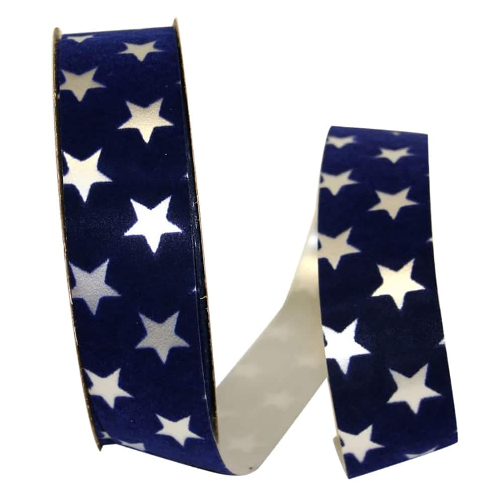 JAM Paper 1.375&#x22; x 20yd. Velvet Patriotic Stars Ribbon