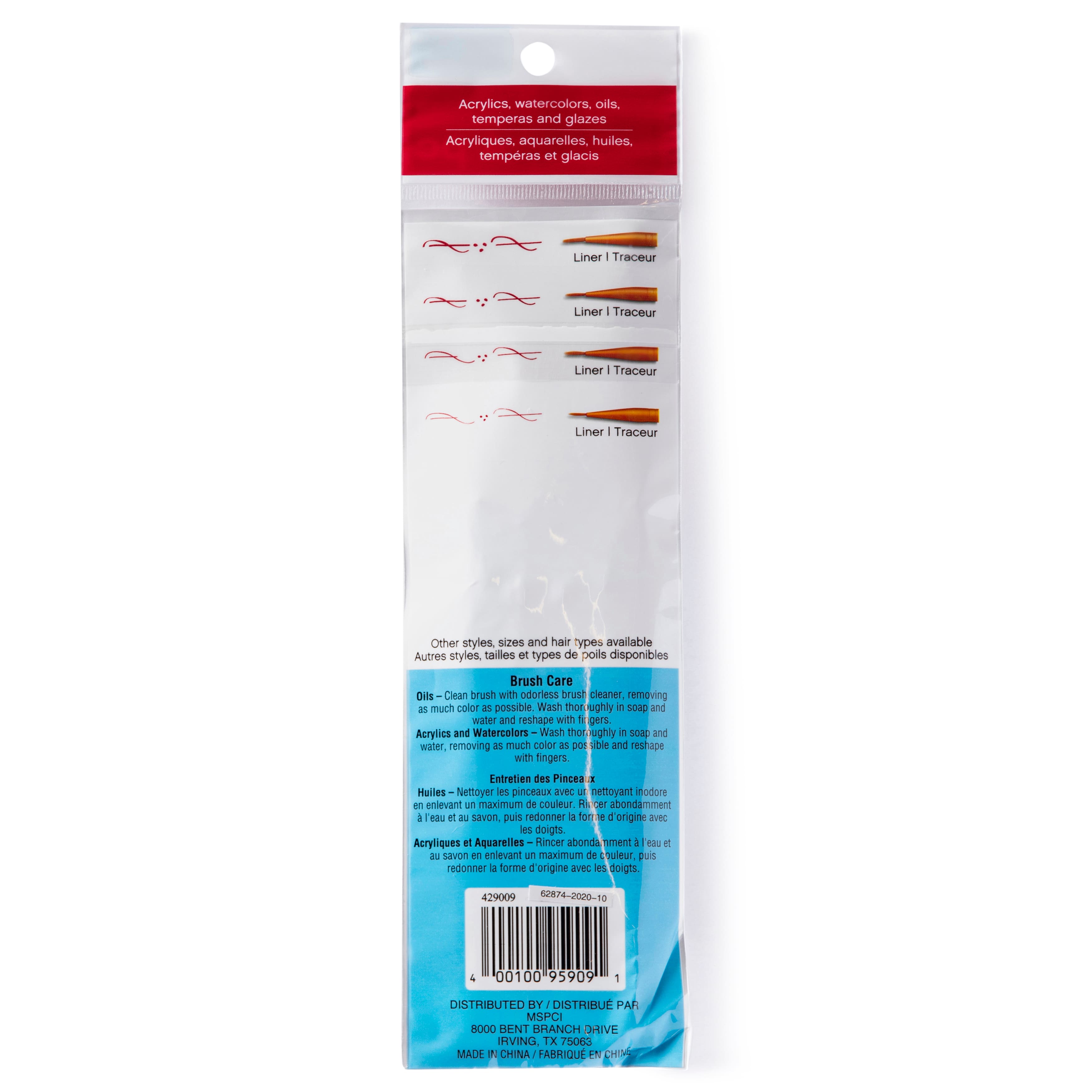 9 Packs: 4 ct. (36 total) Golden Taklon Liner Brush Set By Craft Smart&#xAE;