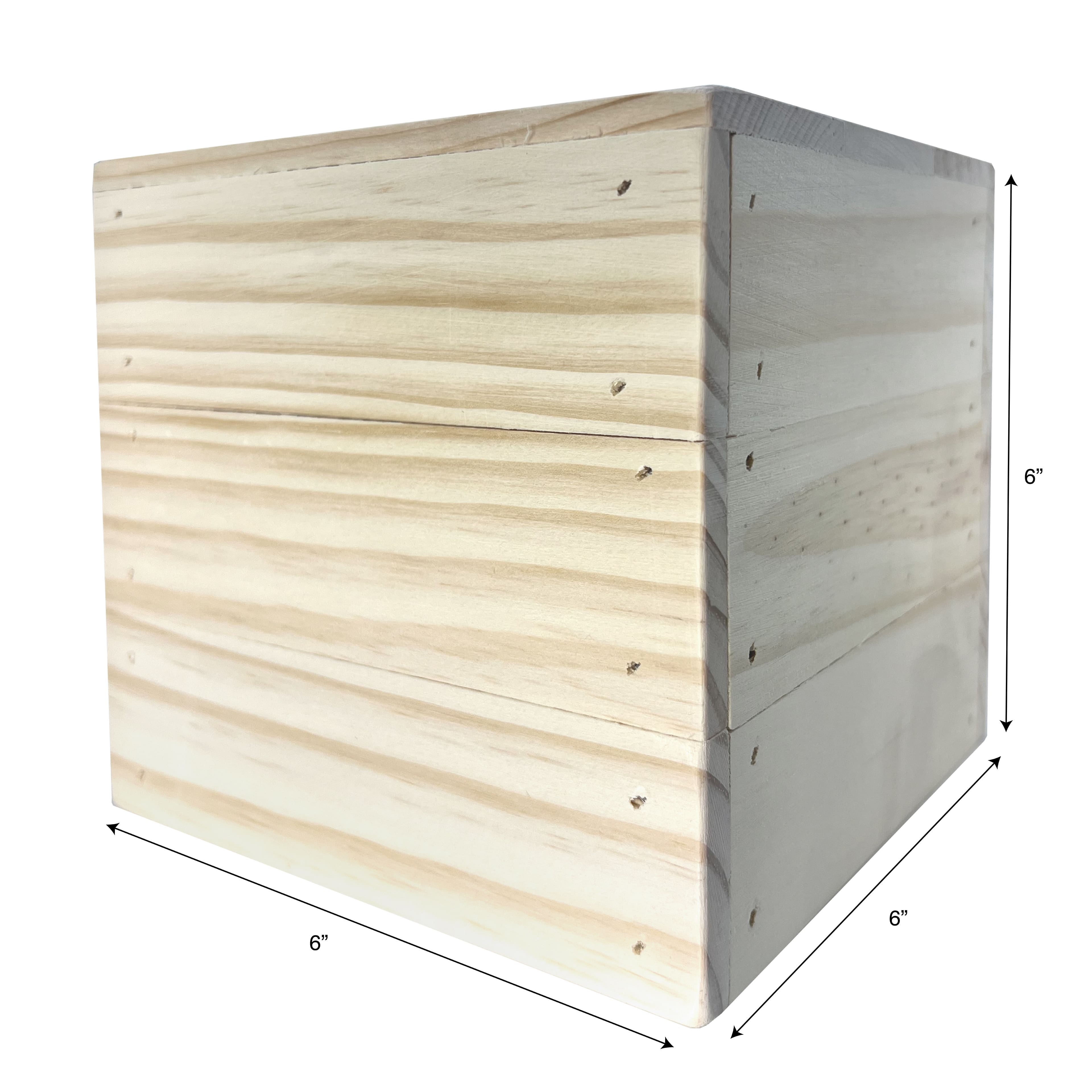 4 Pack: 6" Unfinished Wood Cube Riser Box