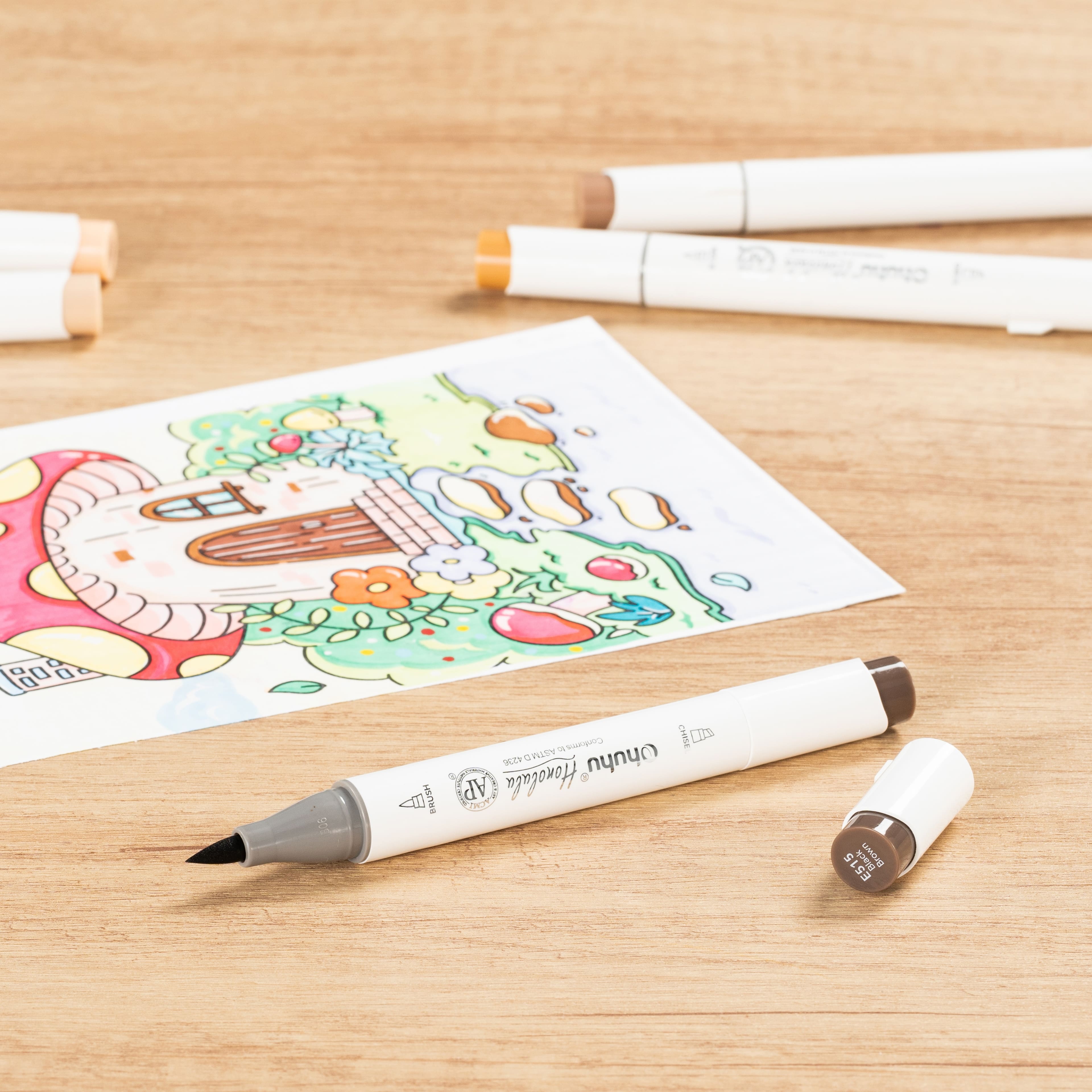 Ohuhu&#xAE; Honolulu Brush &#x26; Chisel Dual Tip Marker