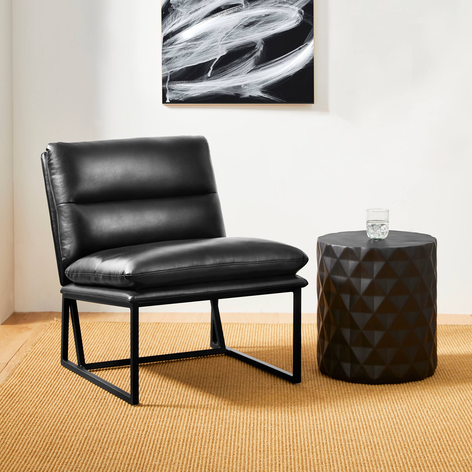 Glitzhome&#xAE; Modern Thick Leatherette Accent Chair