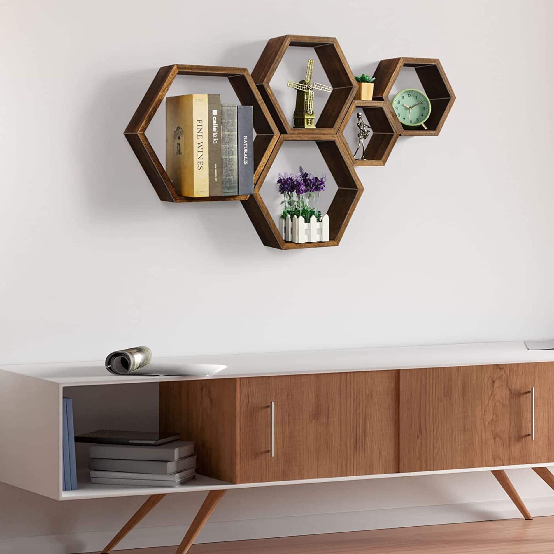 NEX&#x2122; Hexagon Floating Honeycomb Shelves Set