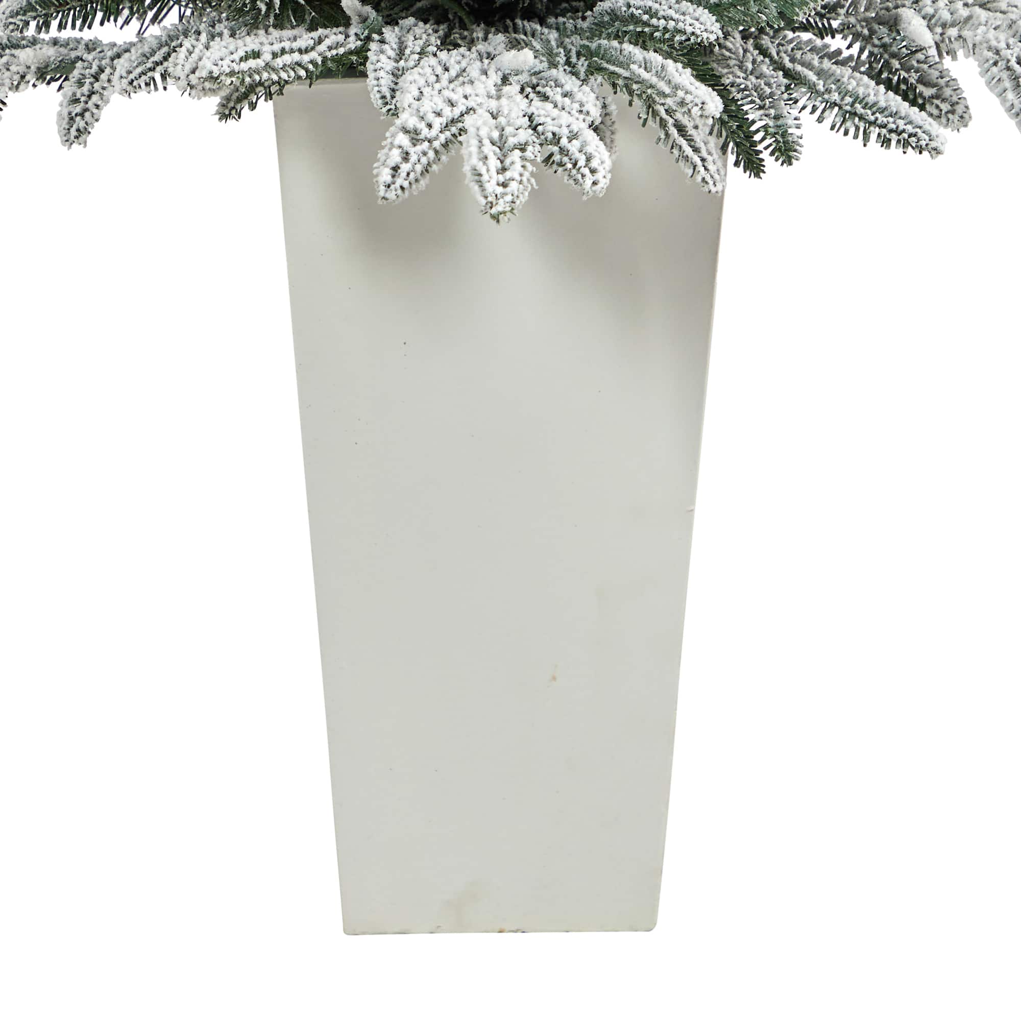 3.5ft. Pre-Lit Flocked Manchester Spruce Christmas Tree in White Planter
