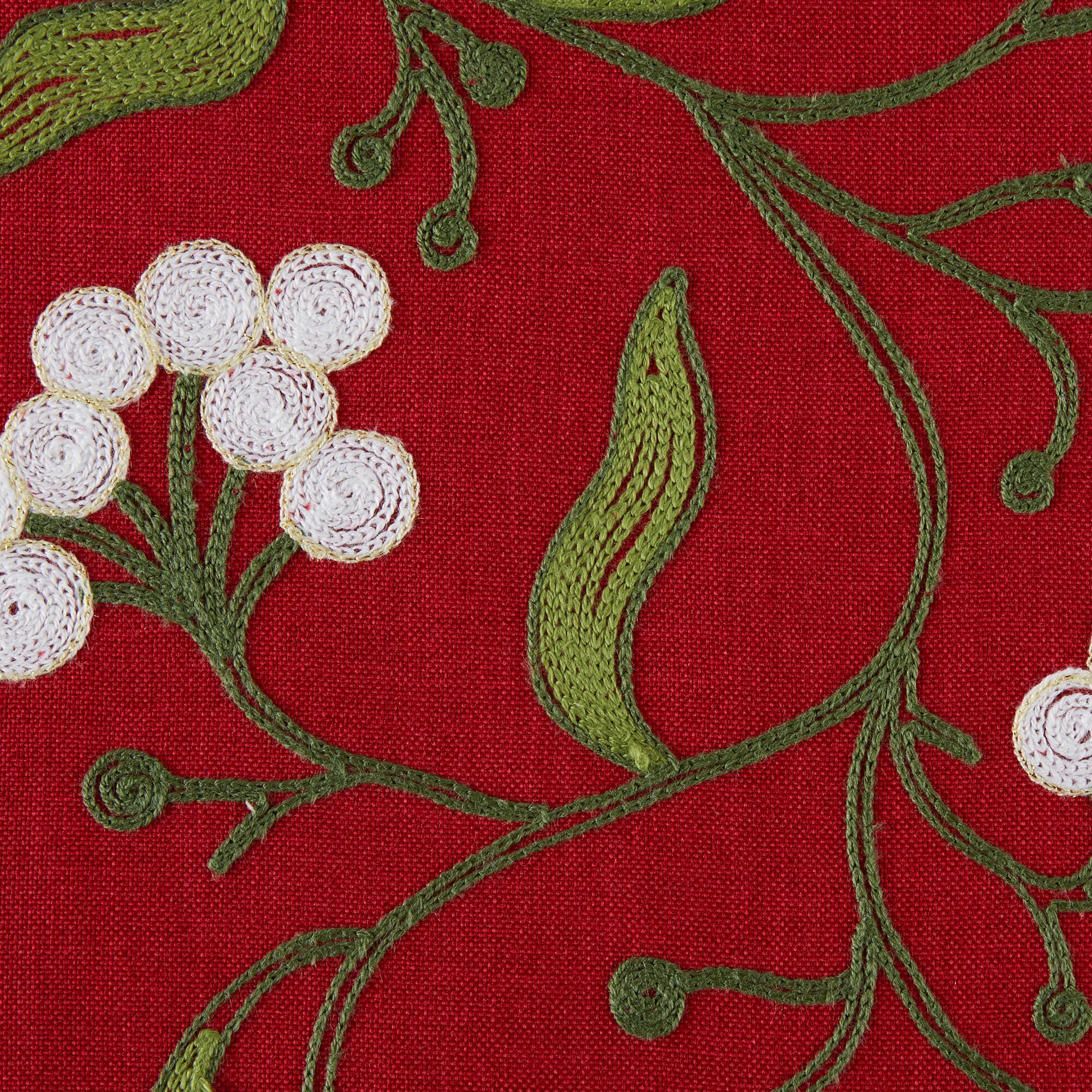 DII® 70" Red Mistletoe Embroidered Table Runner
