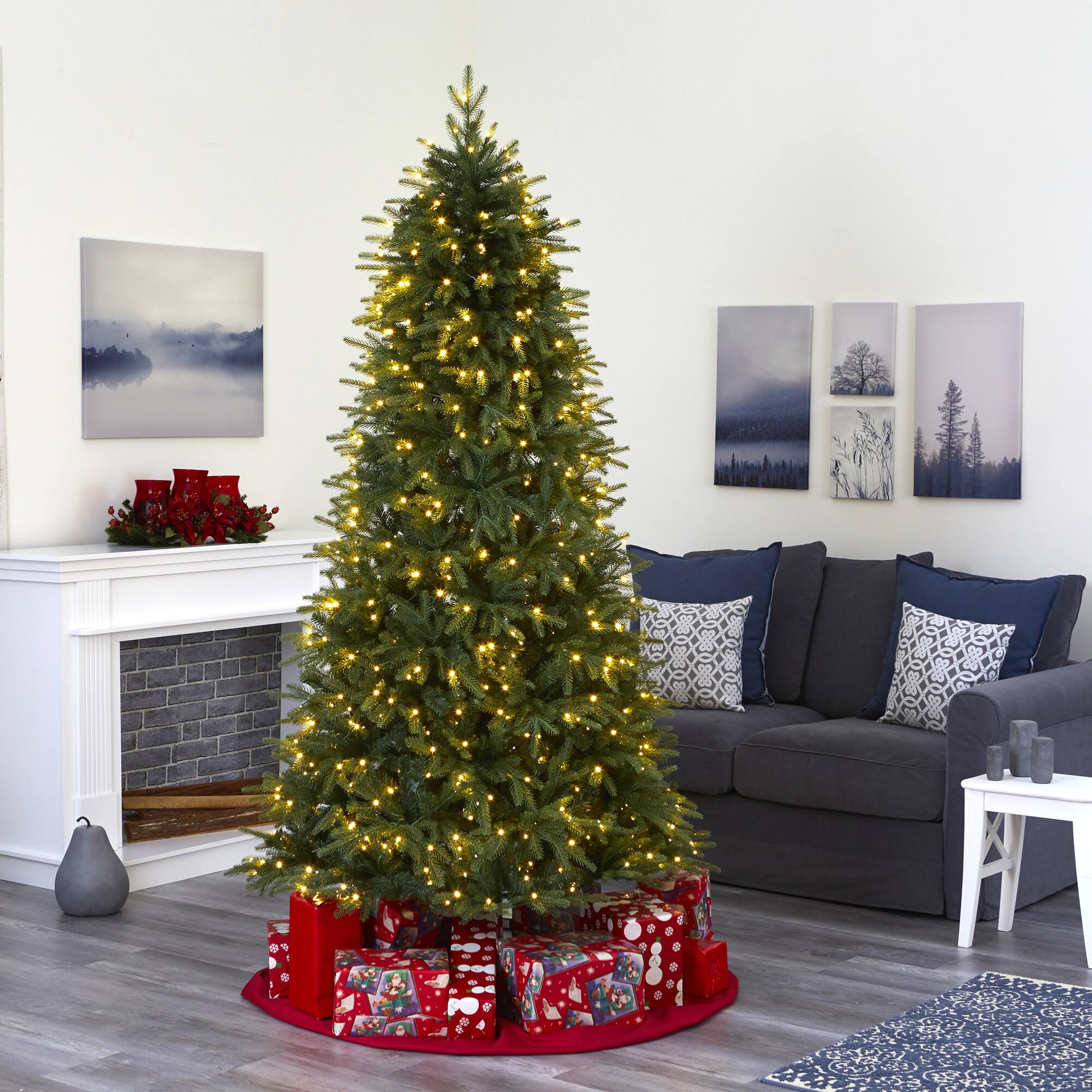 8ft. Pre-Lit Vancouver Fir Natural Look Artificial Christmas Tree with Clear LED Lights