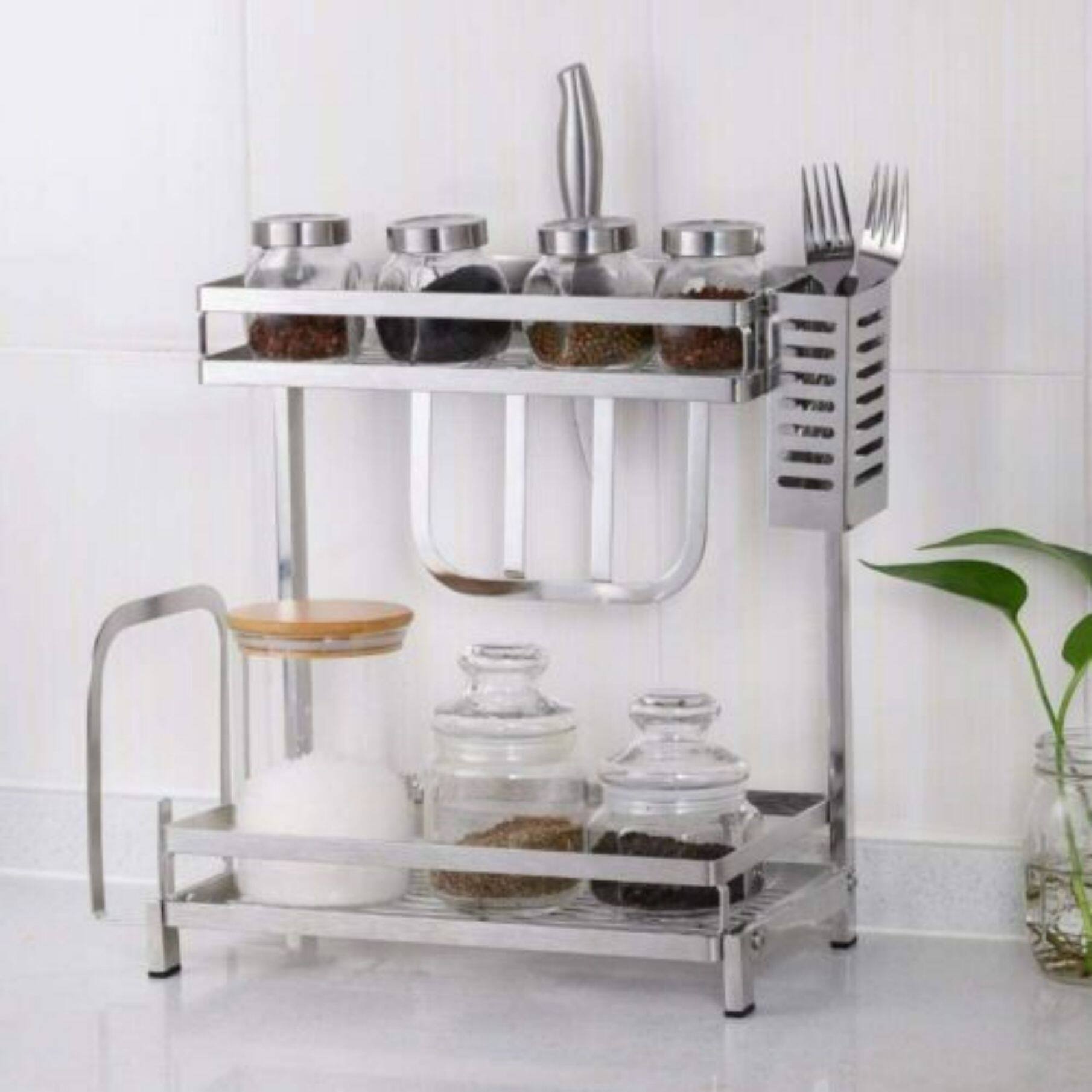 NEX&#x2122; 15&#x22; Silver 2-Tier Standing Storage Rack