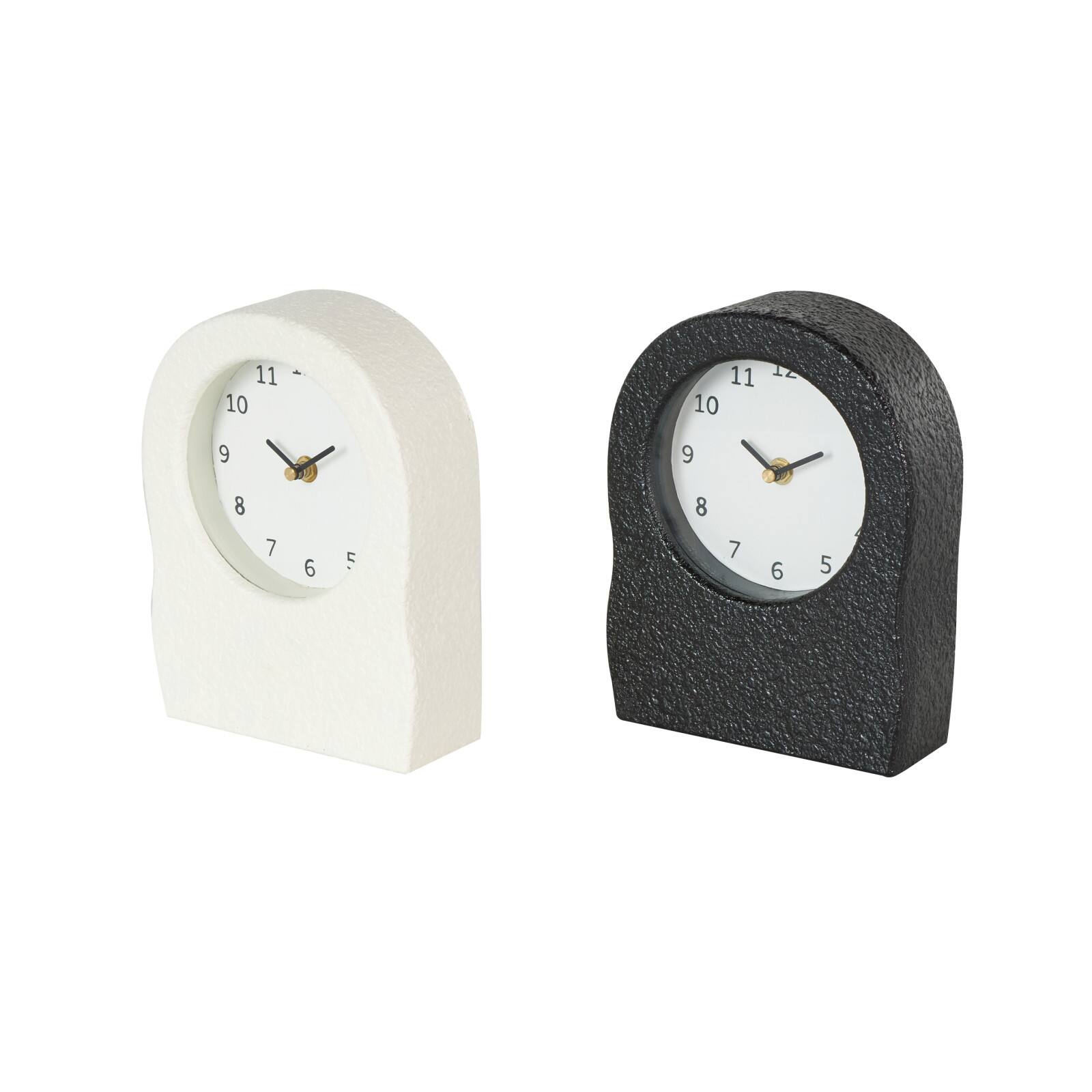 Black & White Metal Textured Decorative Clock Set