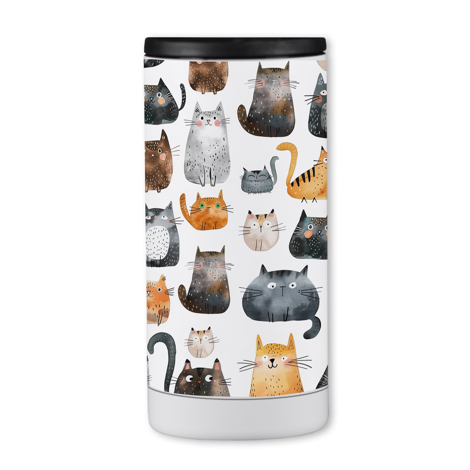 Watercolor Kitty Pattern 12oz. Koozie