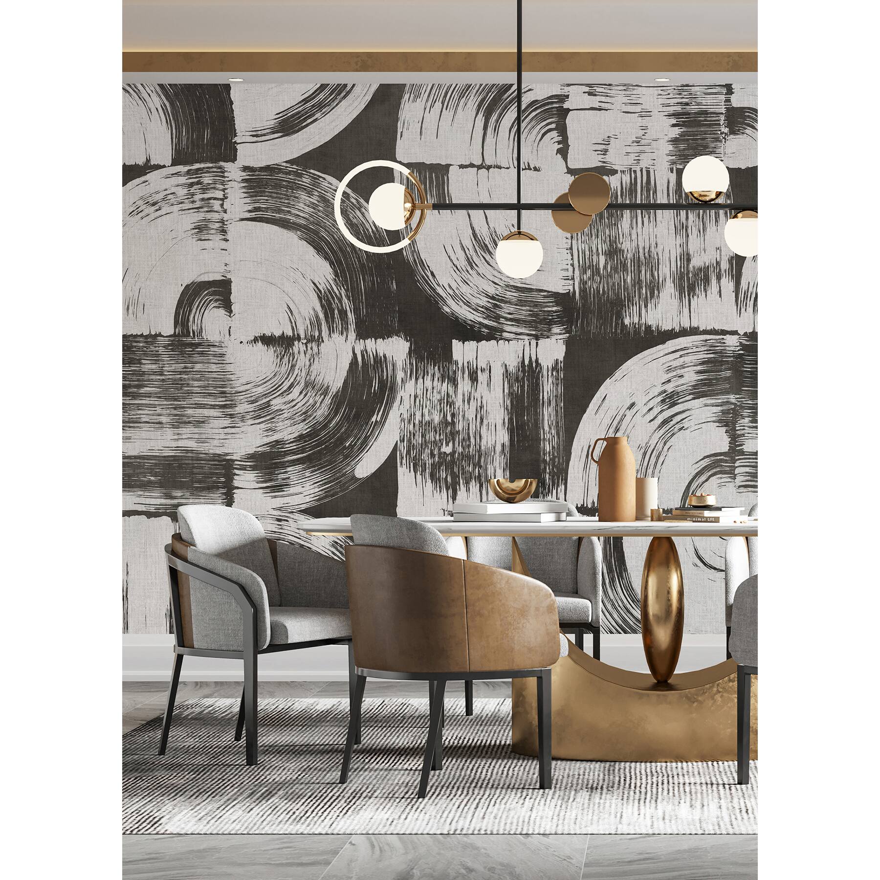Katie Hunt Charcoal Gray Brushstrokes Wall Mural