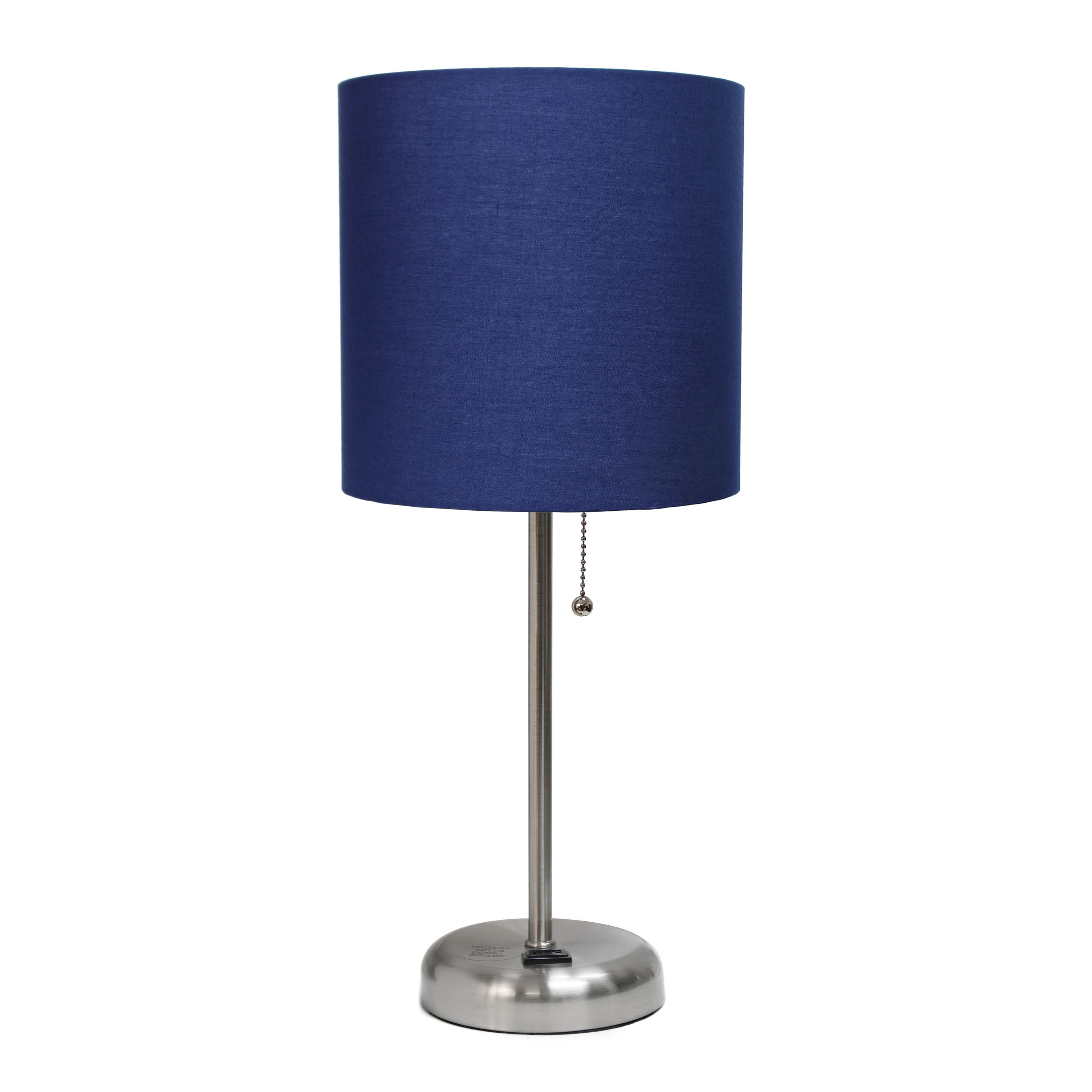 LimeLights 19.5&#x22; Stick Lamp with Charging Outlet and Fabric Shade