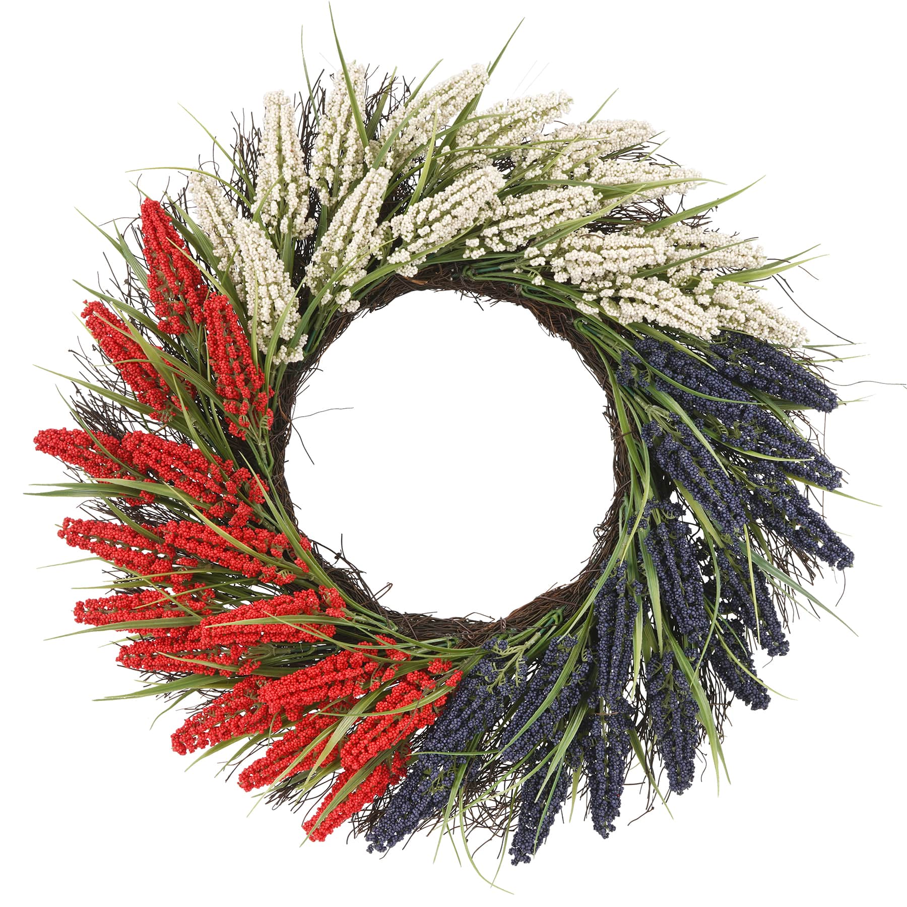 22&#x22; Red, White &#x26; Blue Heather Wreath by Celebrate It&#x2122;